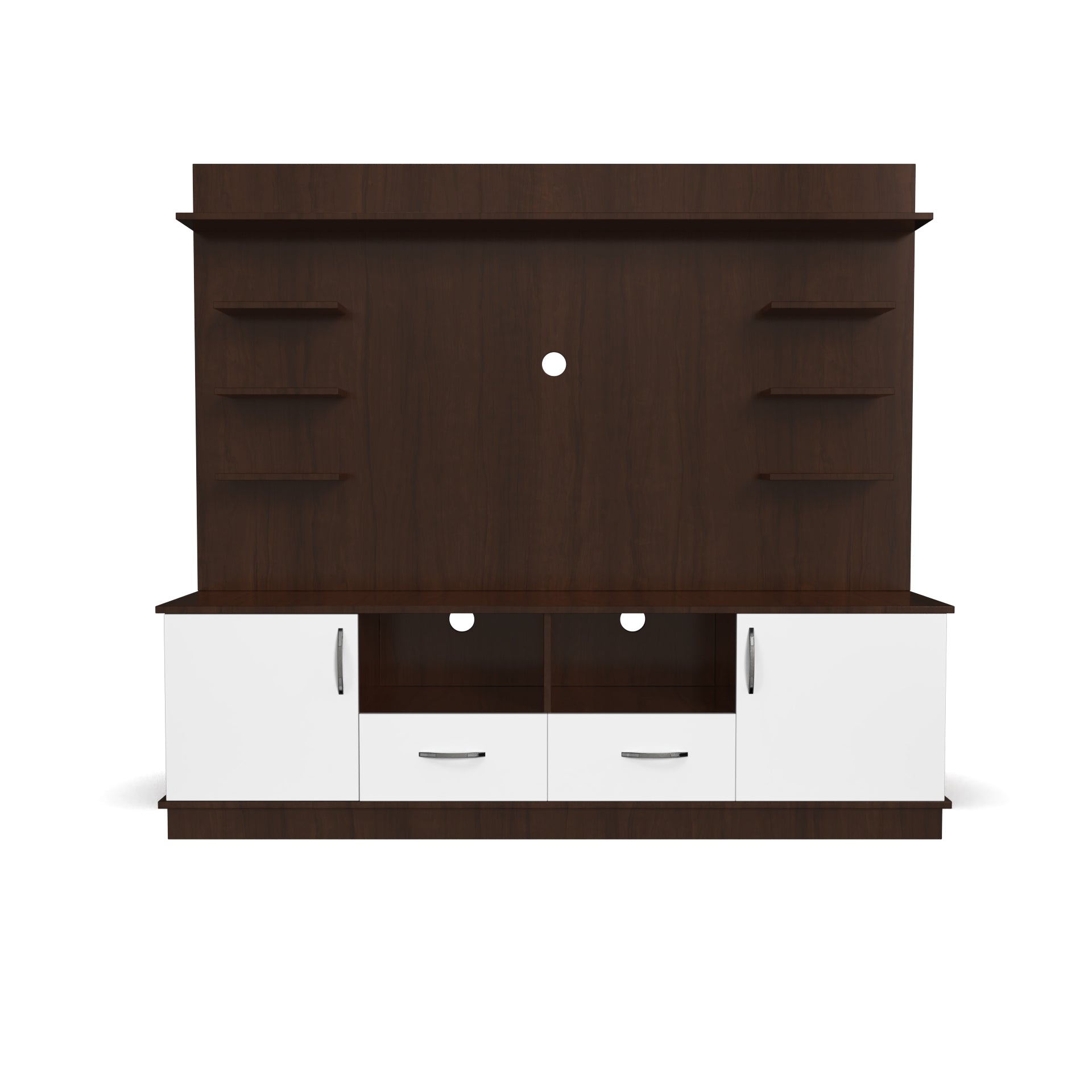 Brilliance TV Unit - Brazilian Walnut and Frosty White - Neehv Home