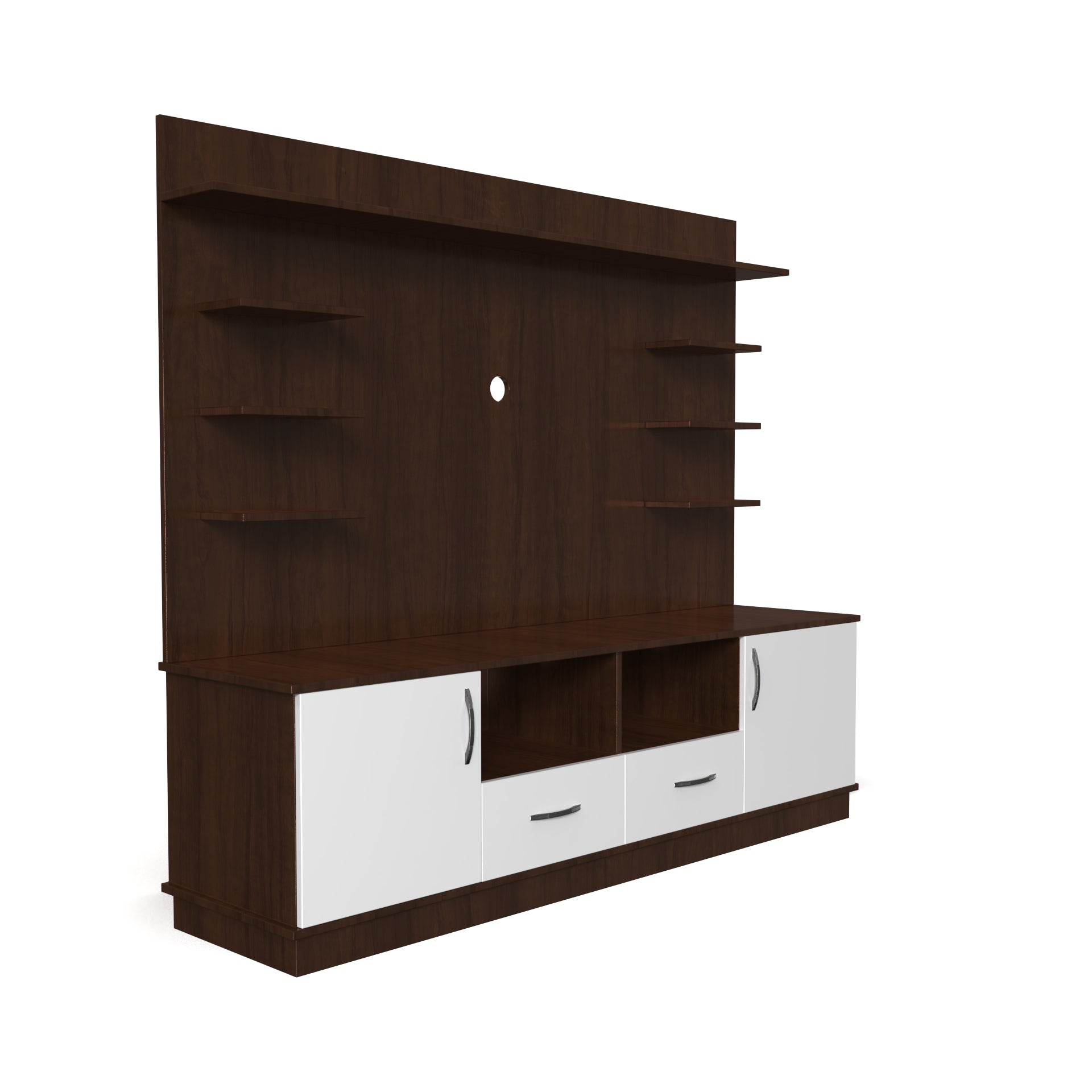 Brilliance TV Unit - Brazilian Walnut and Frosty White - Neehv Home