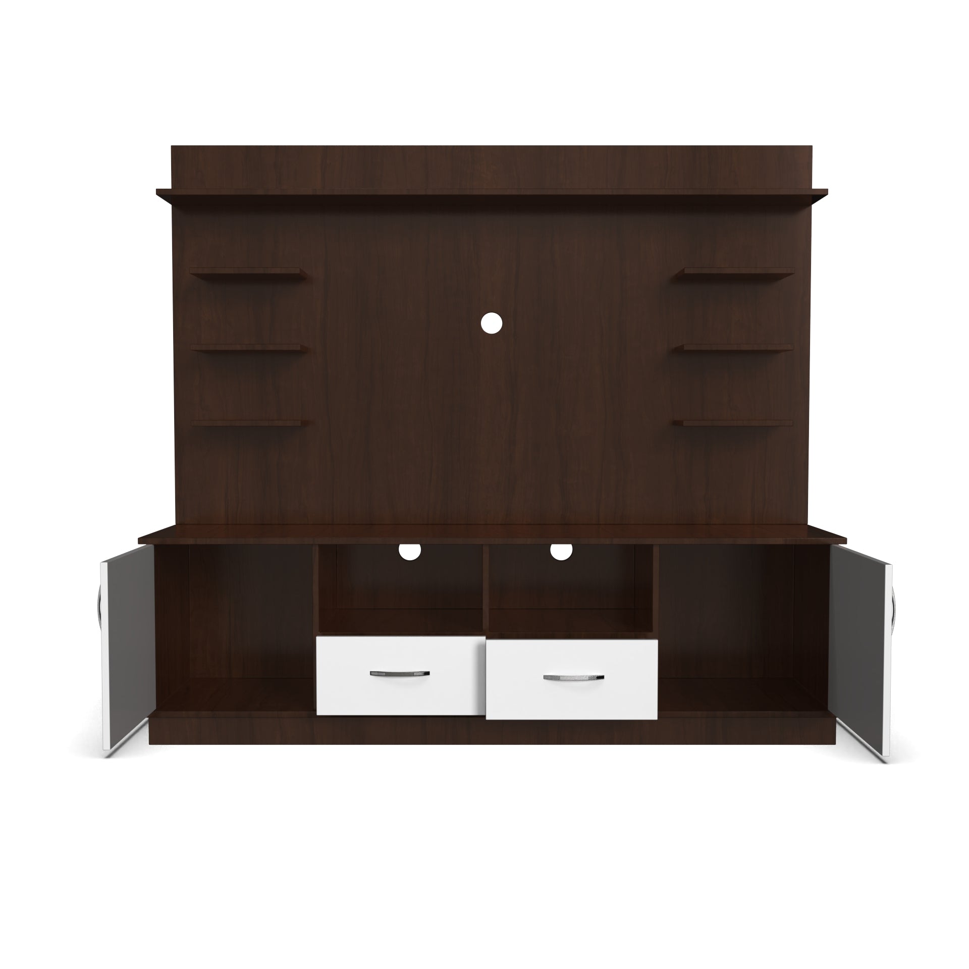 Brilliance TV Unit - Brazilian Walnut and Frosty White - Neehv Home