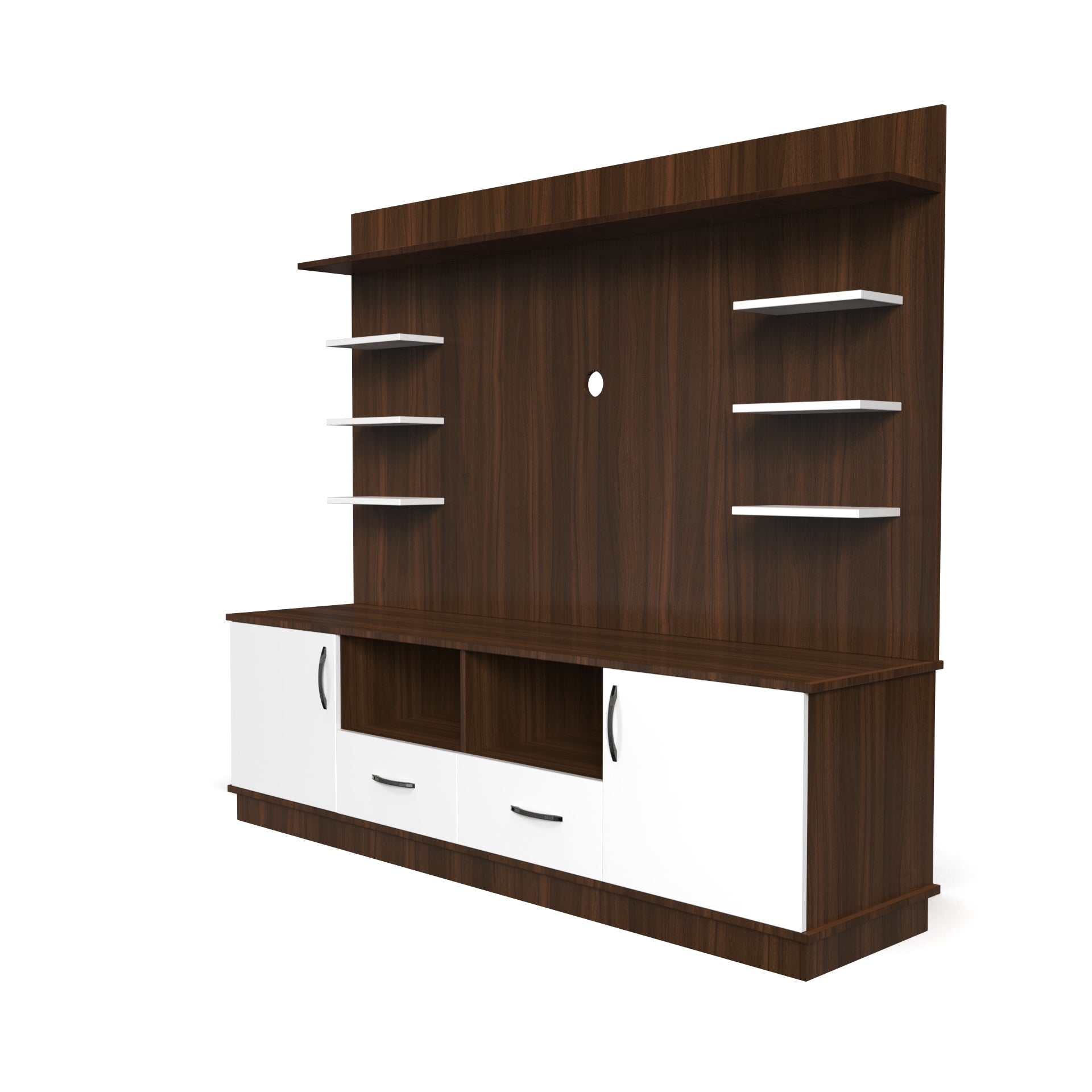 Brilliance TV Unit - Classic Walnut and Frosty White - Neehv Home