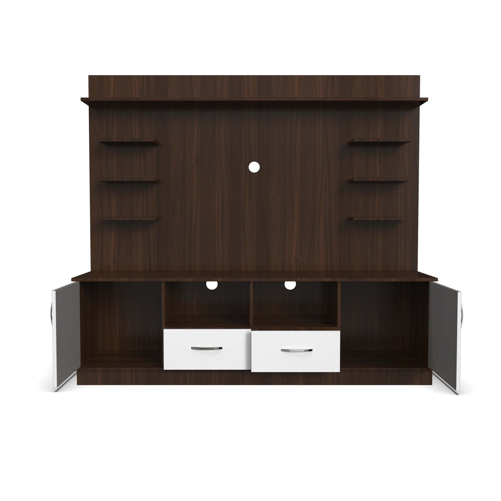 Brilliance TV Unit - Classic Walnut and Frosty White - Neehv Home