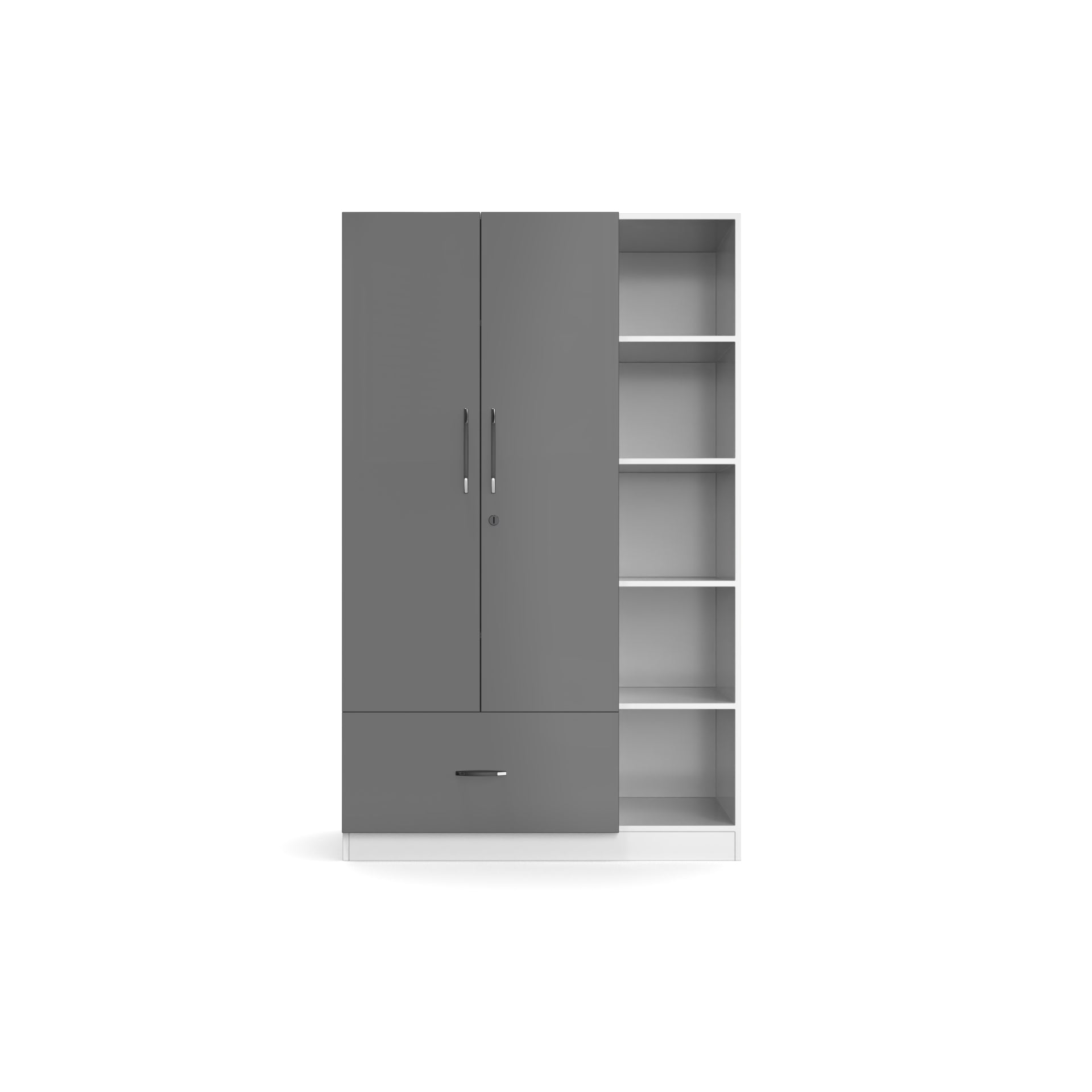 Eden Wardrobe cum Bookshelf - UV Slate grey and Frosty white - Neehv Home