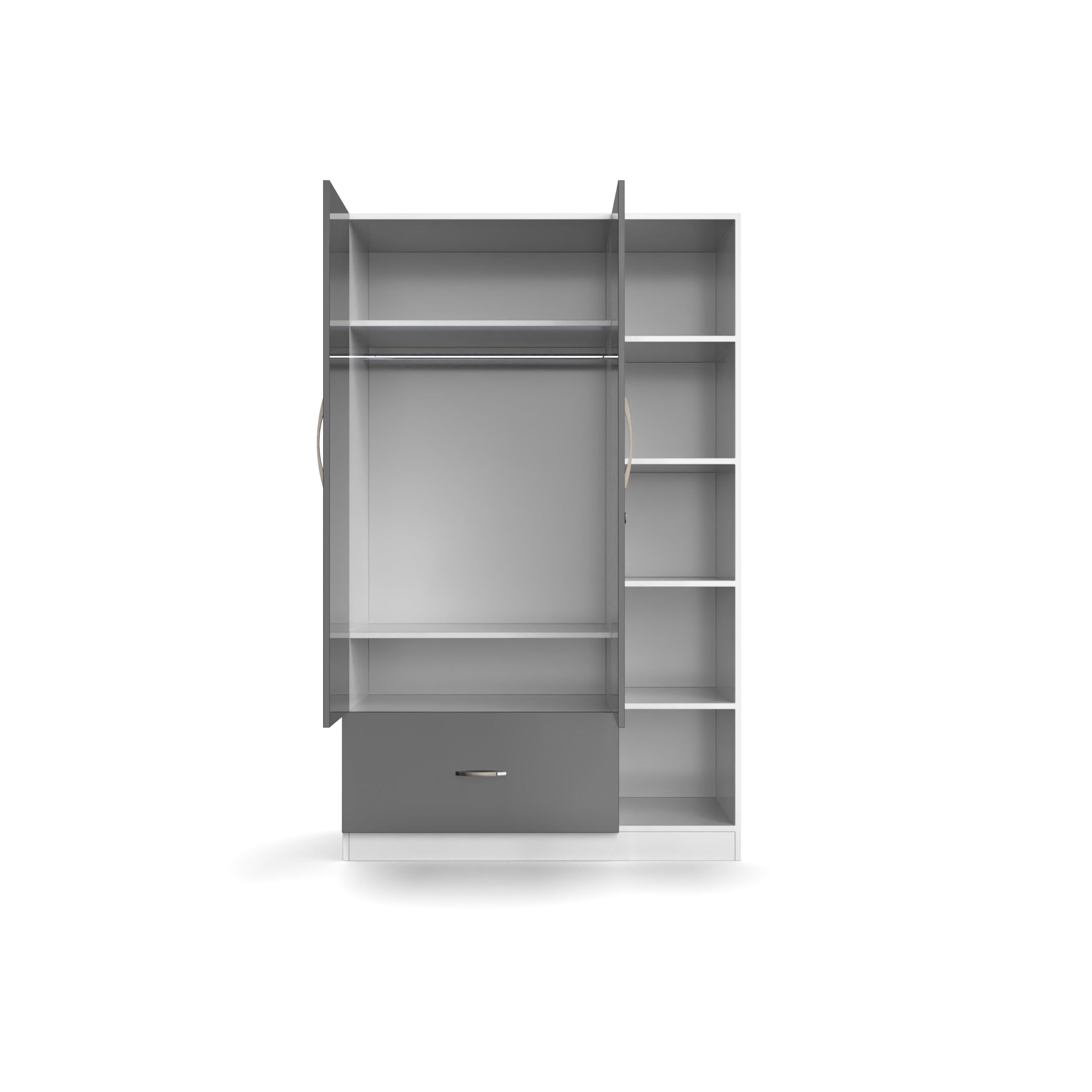 Eden Wardrobe cum Bookshelf - UV Slate grey and Frosty white - Neehv Home