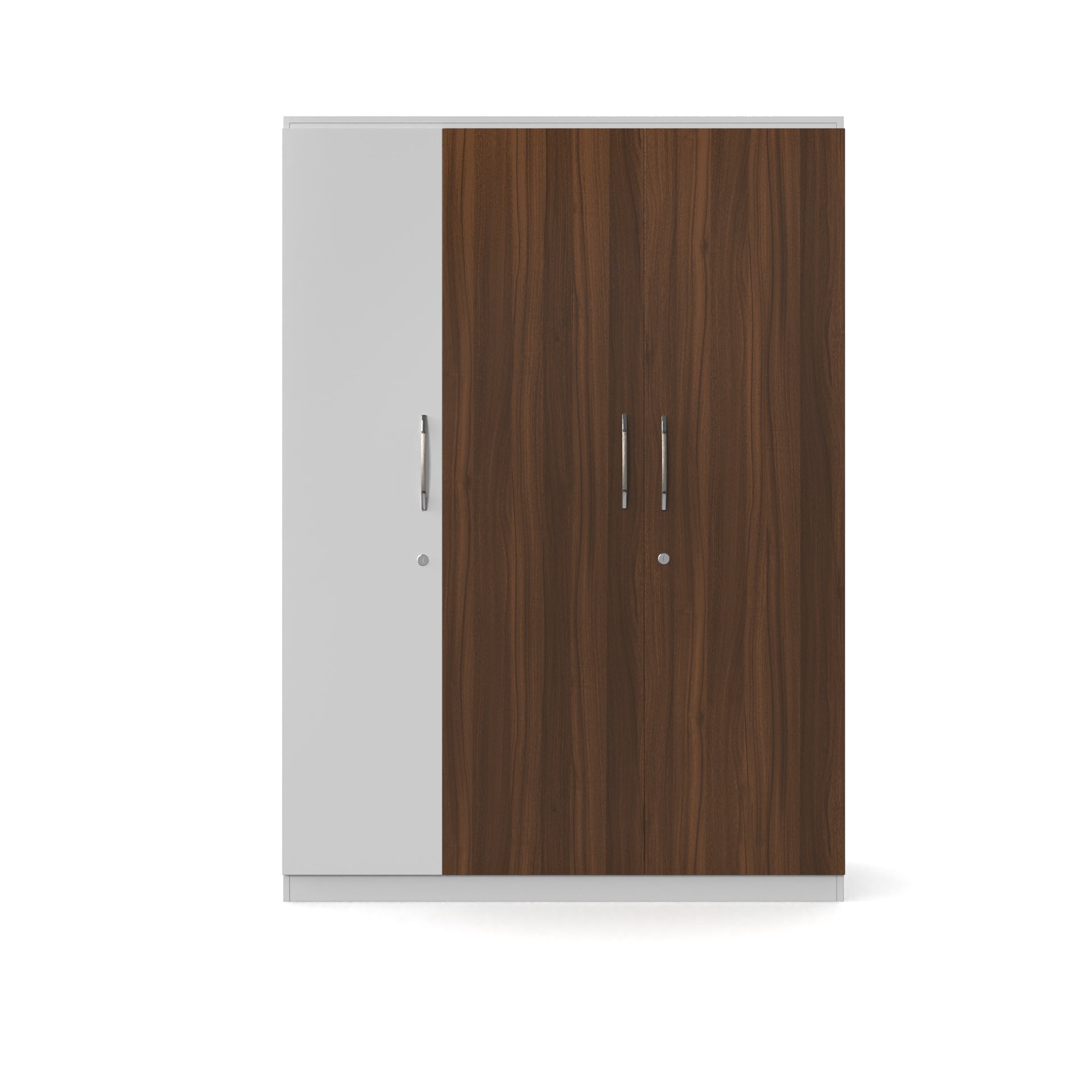 Elysium 3 Door Multi Utility Wardrobe - Classic Walnut and Frosty white - Neehv Home