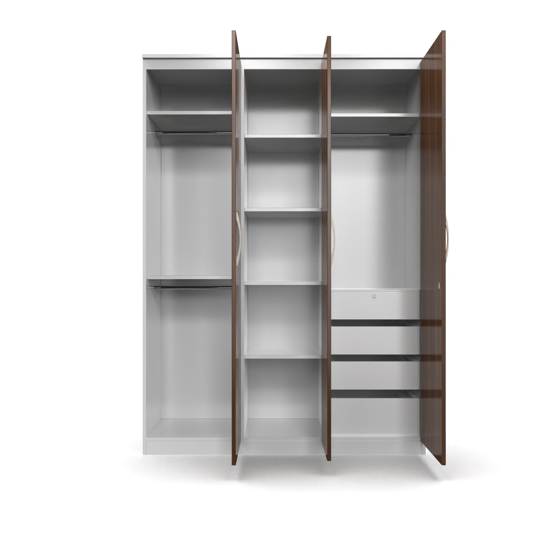 Pacifica 3 Door Wardrobe - Classic Walnut and Frosty white - Neehv Home