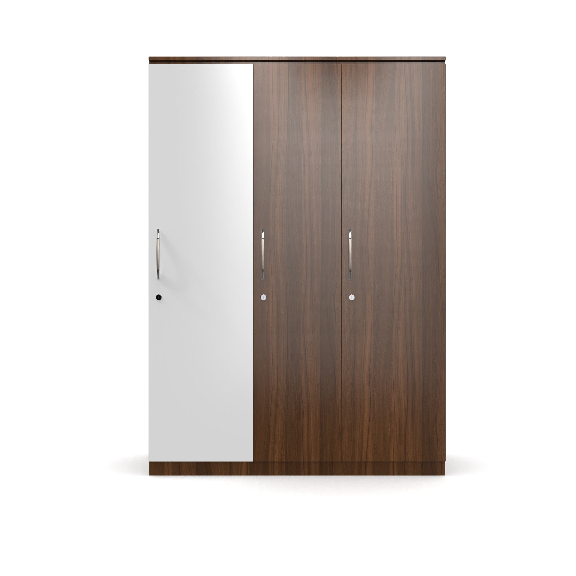 Pacifica 3 Door Wardrobe - Classic Walnut and Frosty white - Neehv Home