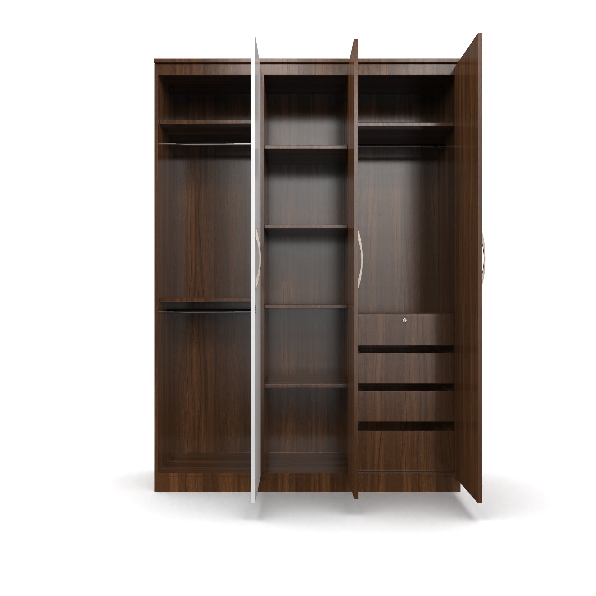 Pacifica 3 Door Wardrobe - Classic Walnut and Frosty white - Neehv Home