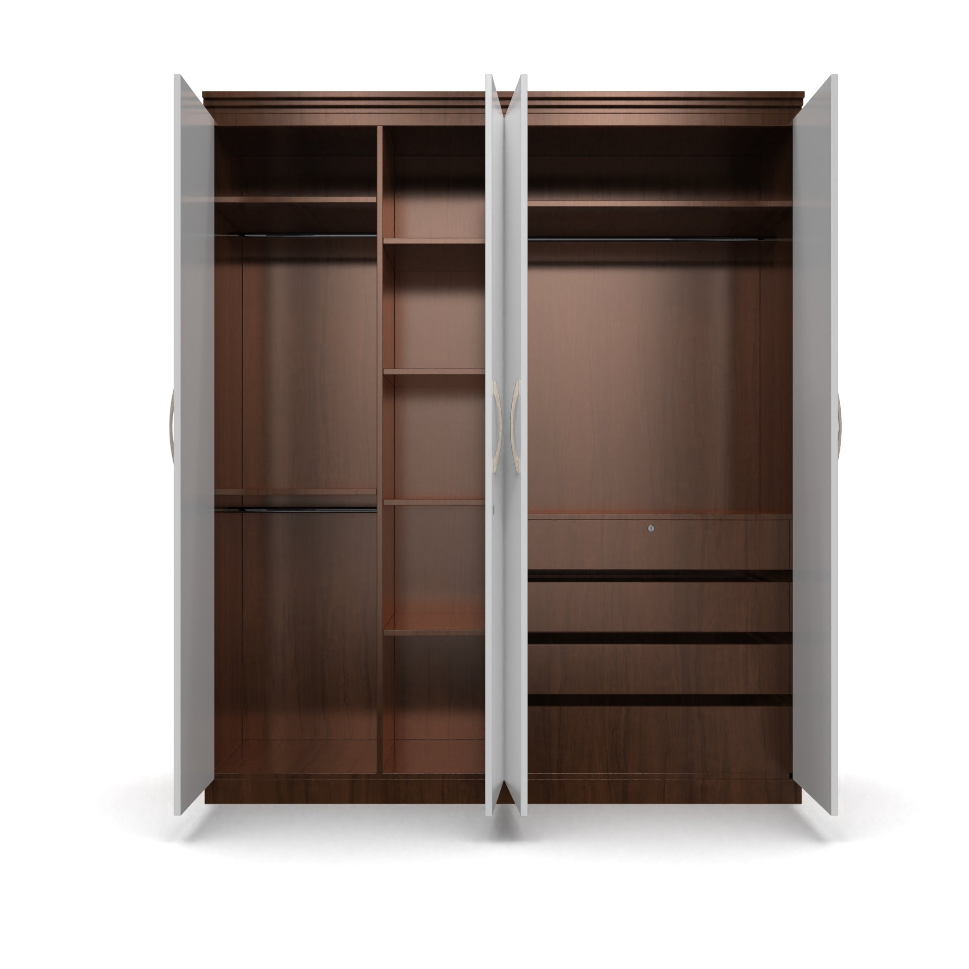 Oasis 4 Door Wardrobe - Brazilian walnut and Frosty white - Neehv Home