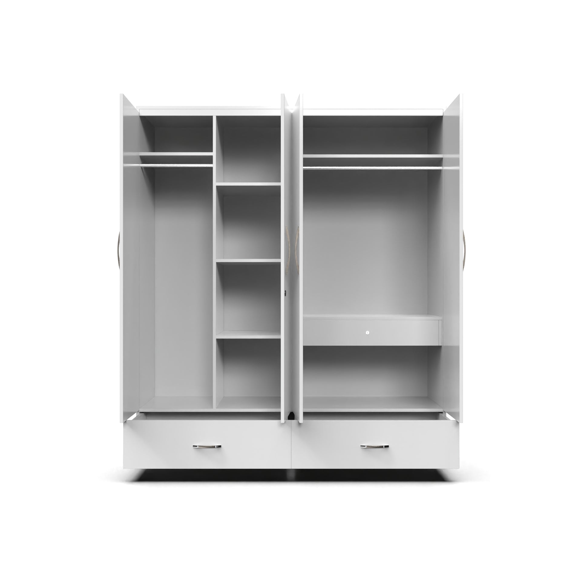 Astra 4 Door Wardrobe With Drawers - Frosty white - Neehv Home