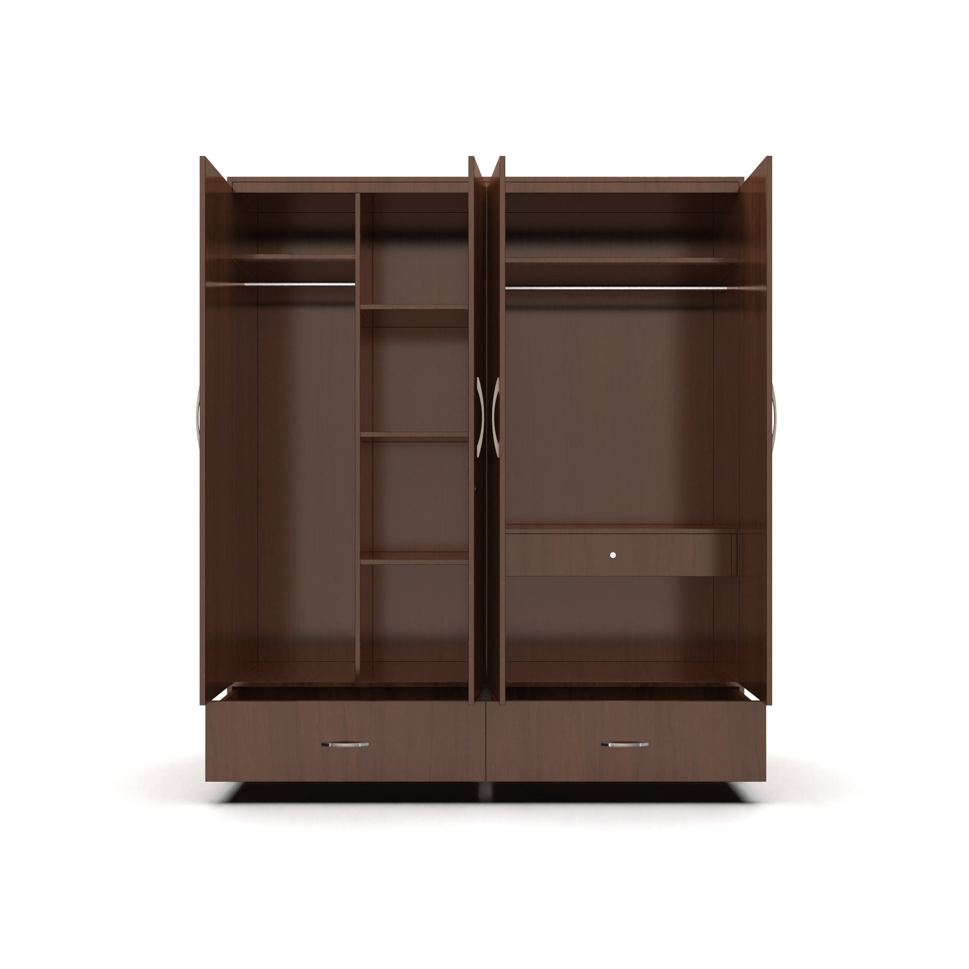 Astra 4 Door Wardrobe With Drawers - Brazilian walnut - Neehv Home