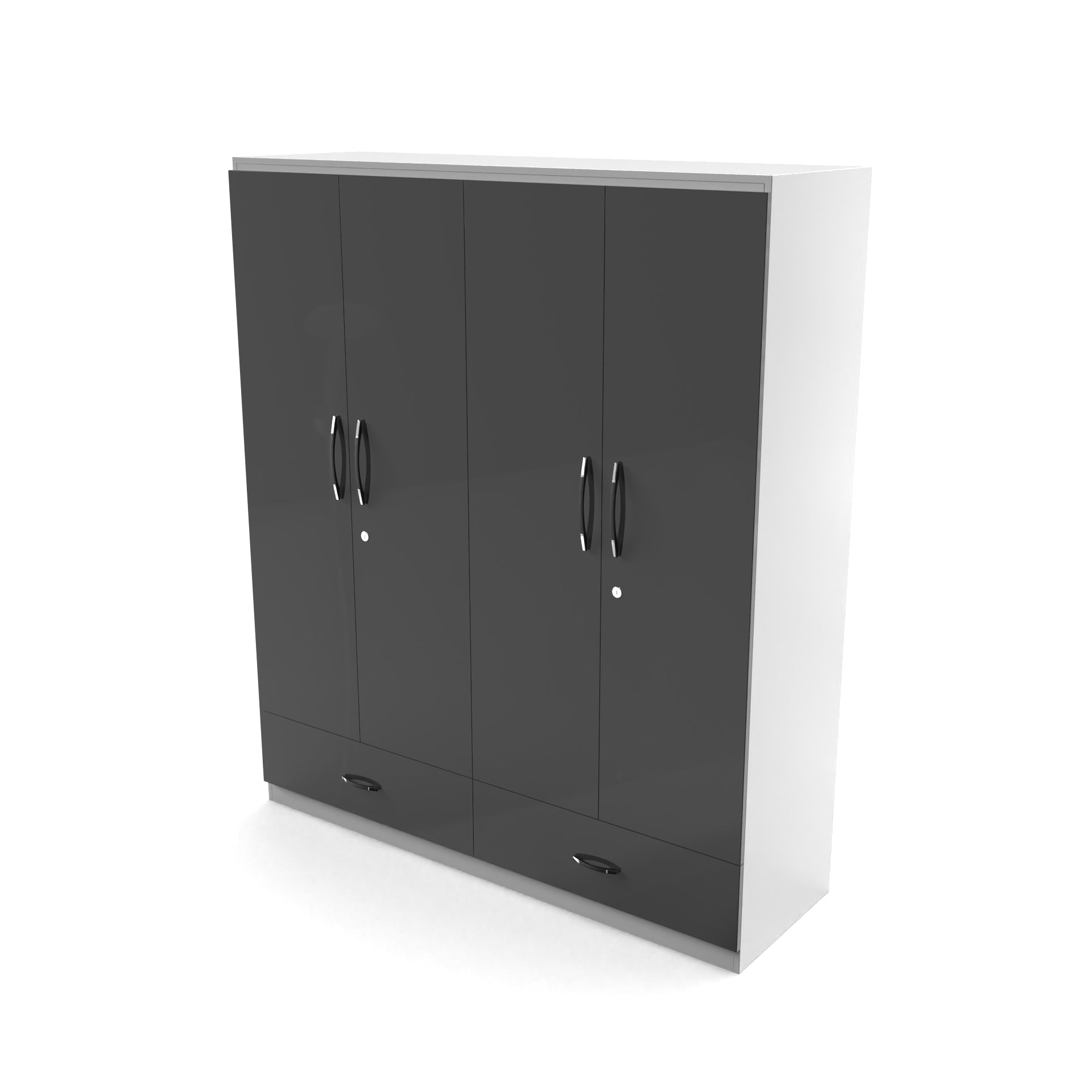 Astra 4 Door Wardrobe With Drawers - UV Slate grey and Frosty white - Neehv Home