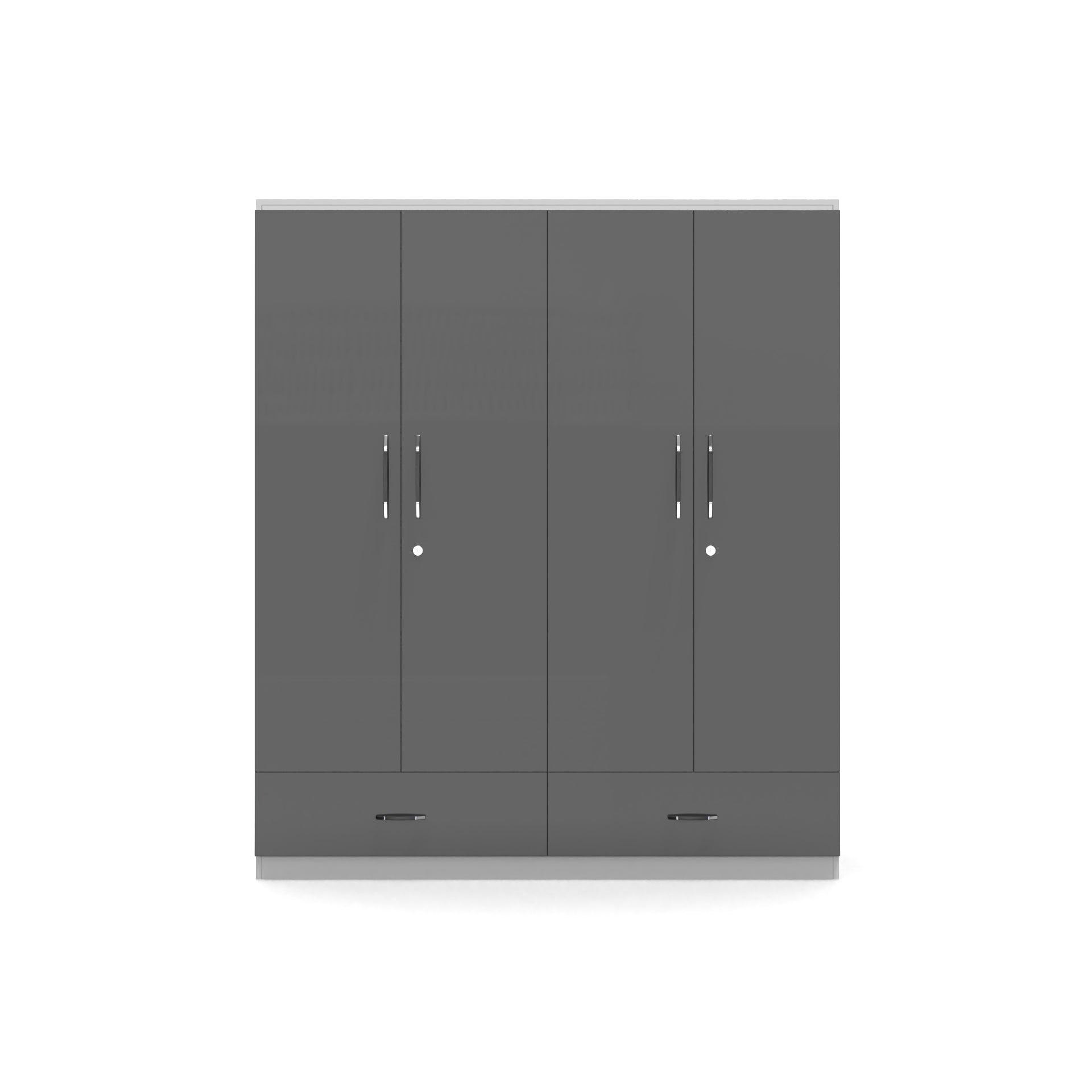 Astra 4 Door Wardrobe With Drawers - UV Slate grey and Frosty white - Neehv Home