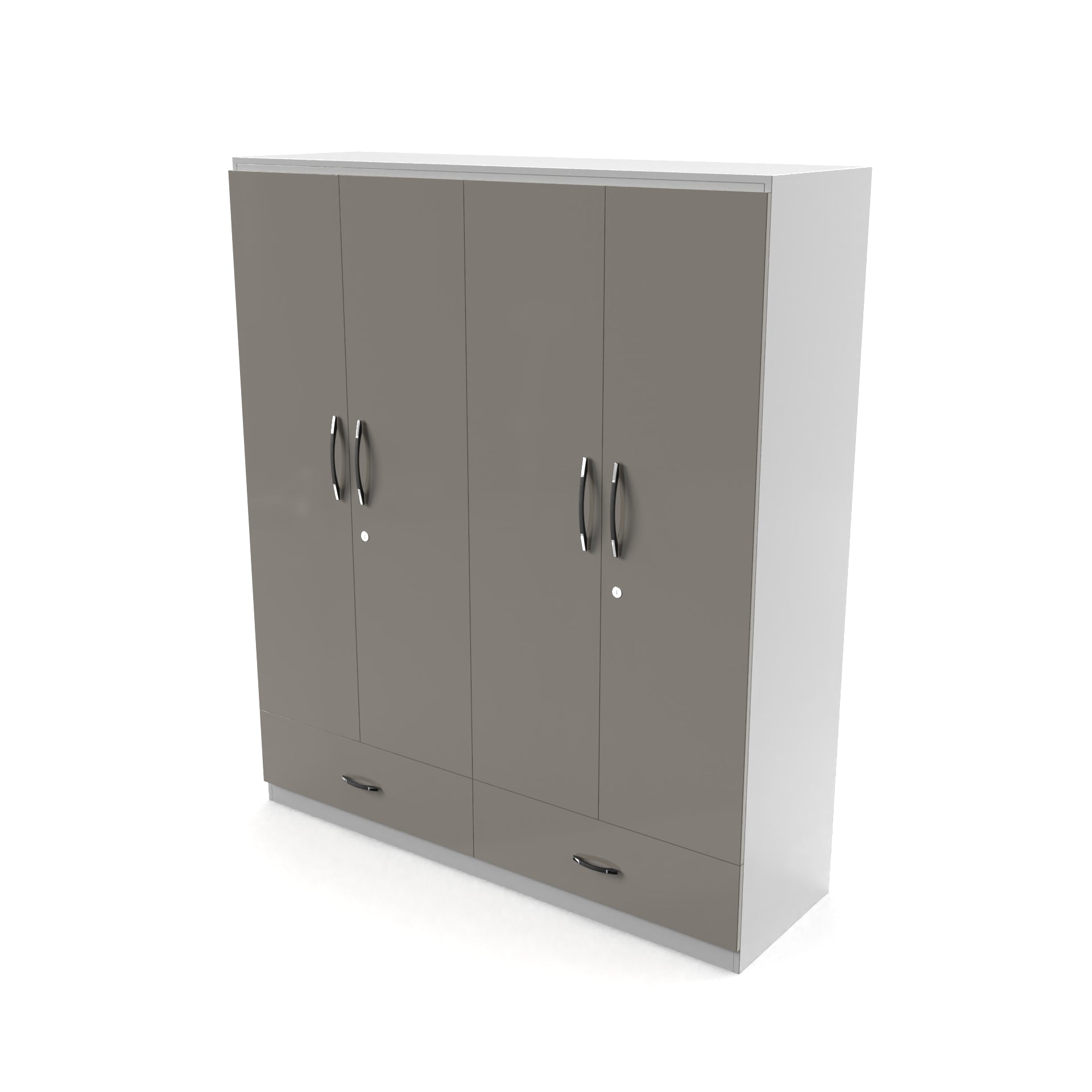 Astra 4 Door Wardrobe With Drawers - UV Pebble Beach and Frosty white - Neehv Home