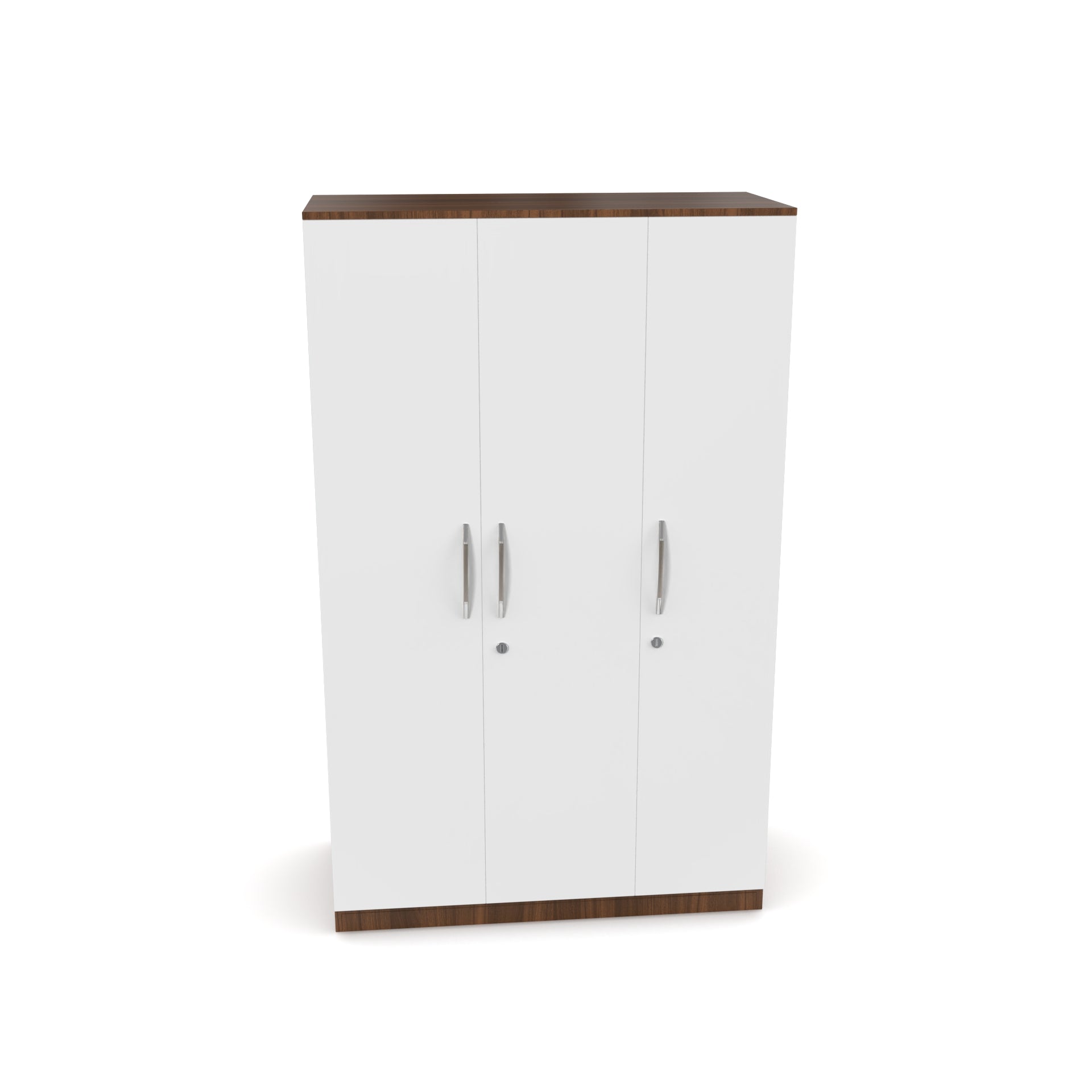 Celestia 3 Door Multi Utility Wardrobe - Classic Walnut and Frosty white - Neehv Home