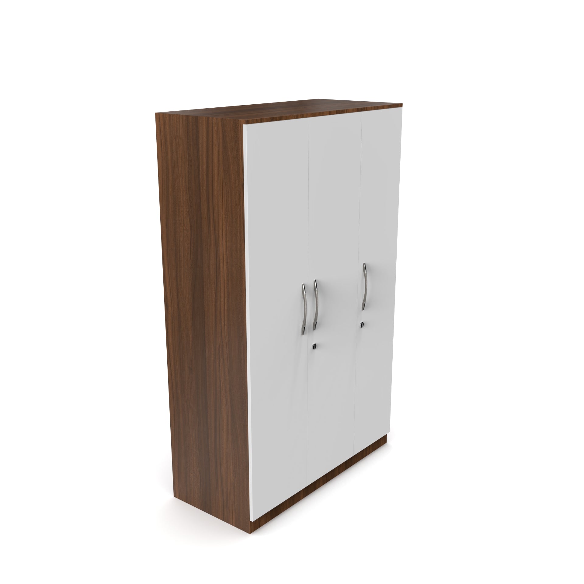 Celestia 3 Door Multi Utility Wardrobe - Classic Walnut and Frosty white - Neehv Home