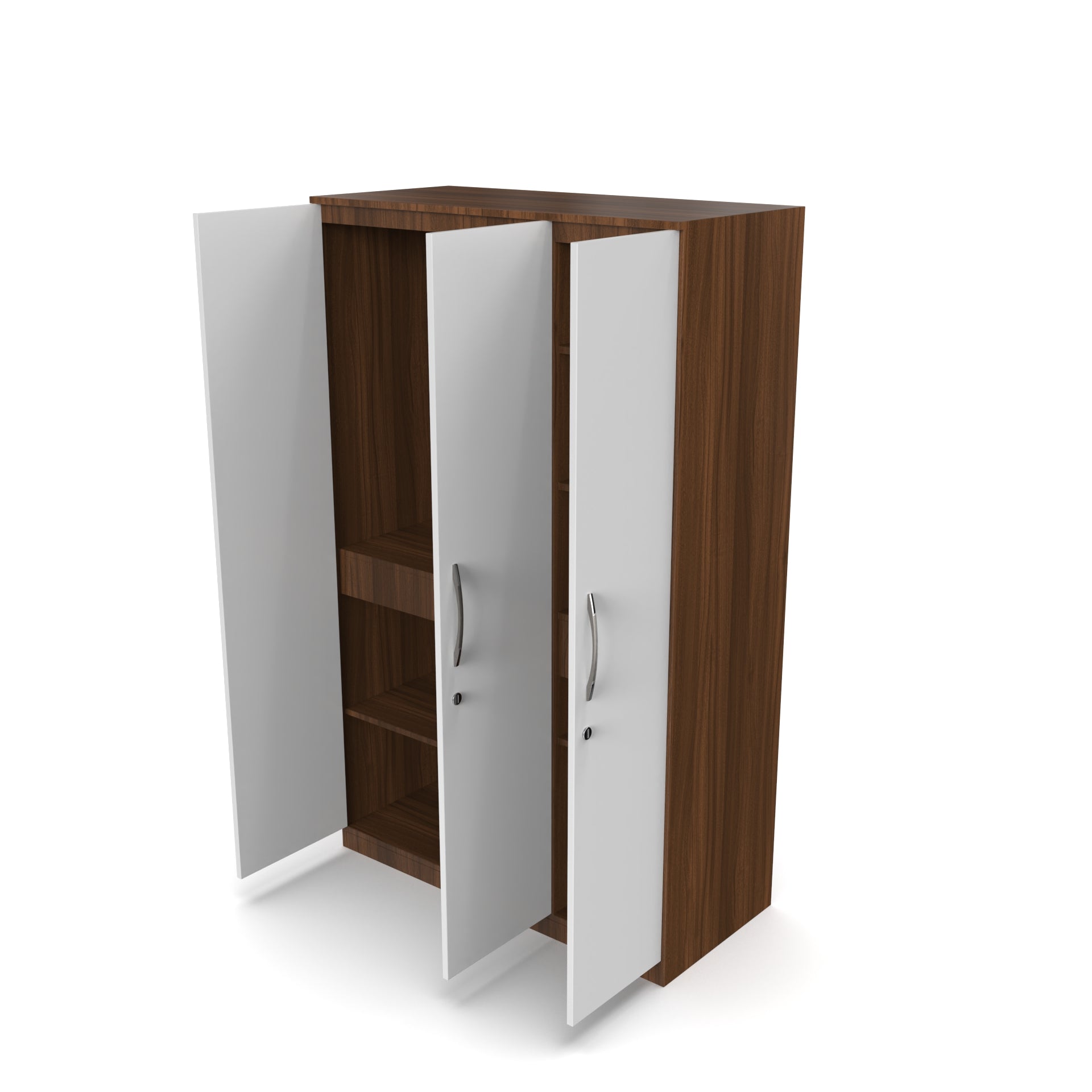 Celestia 3 Door Multi Utility Wardrobe - Classic Walnut and Frosty white - Neehv Home