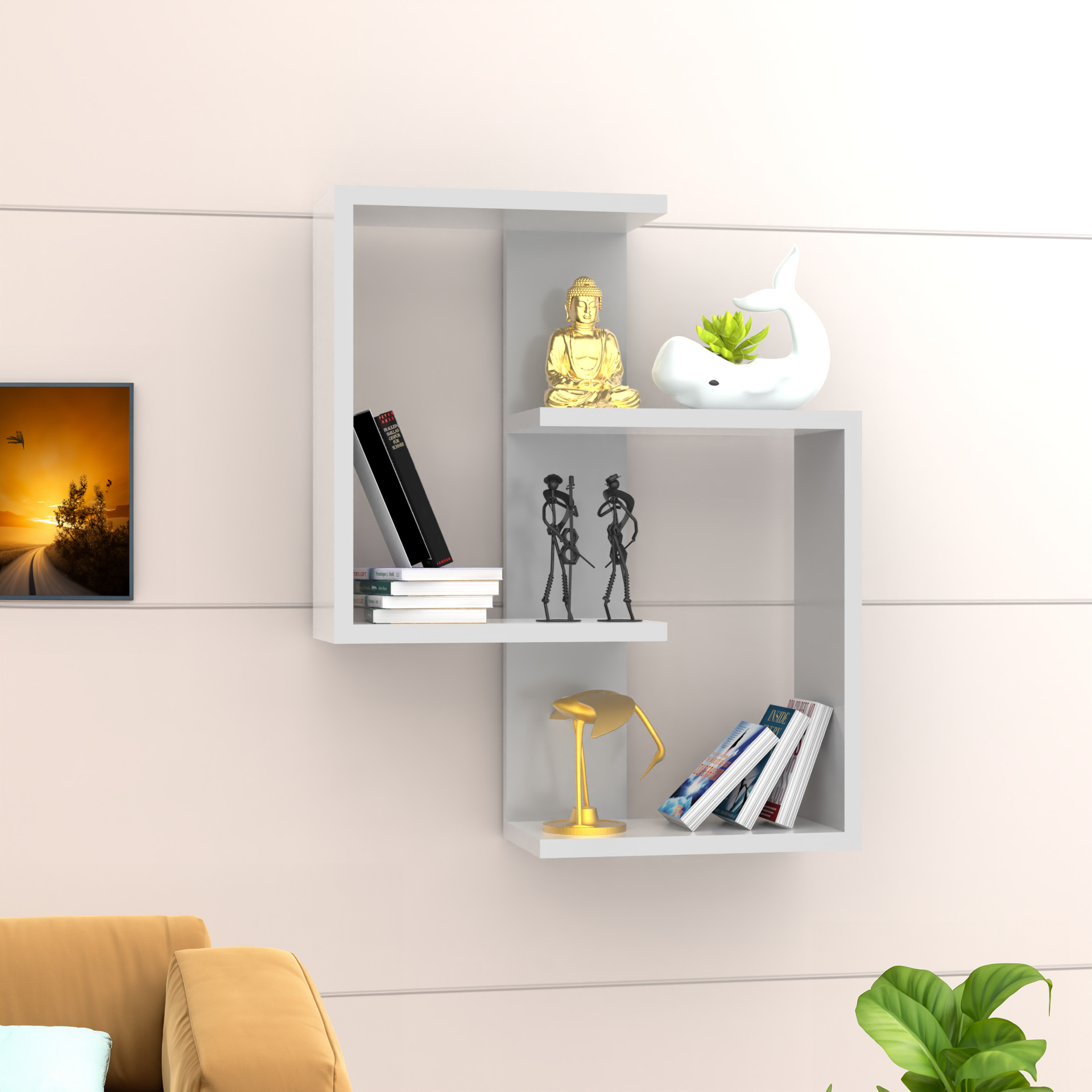 Alex Floating Wall Shelf - Frosty White - Neehv Home