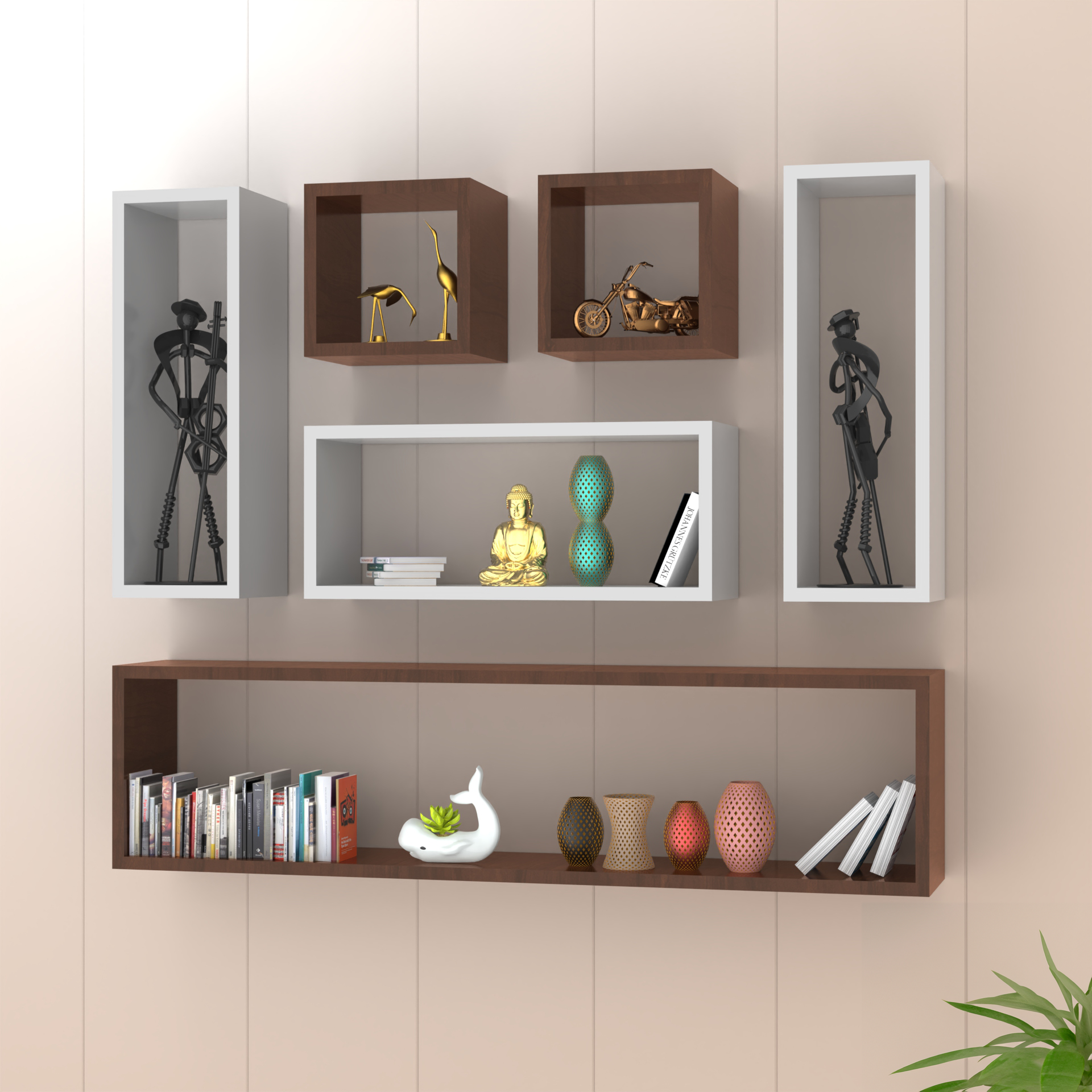 Dallas Wall Shelf - Brazilian Walnut and Frosty White - Neehv Home