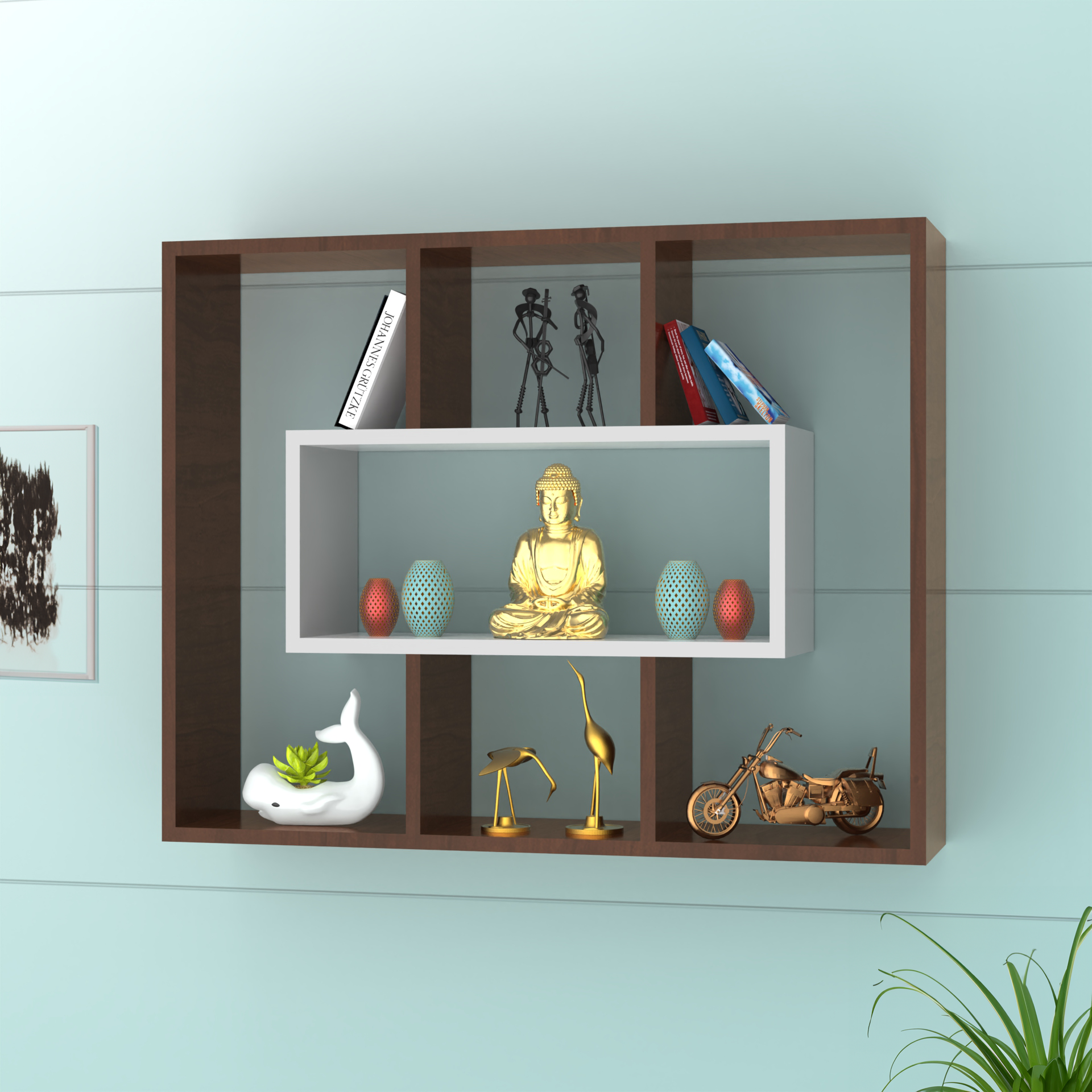 Harper Wall Shelf - Brazilian Walnut and Frosty White - Neehv Home