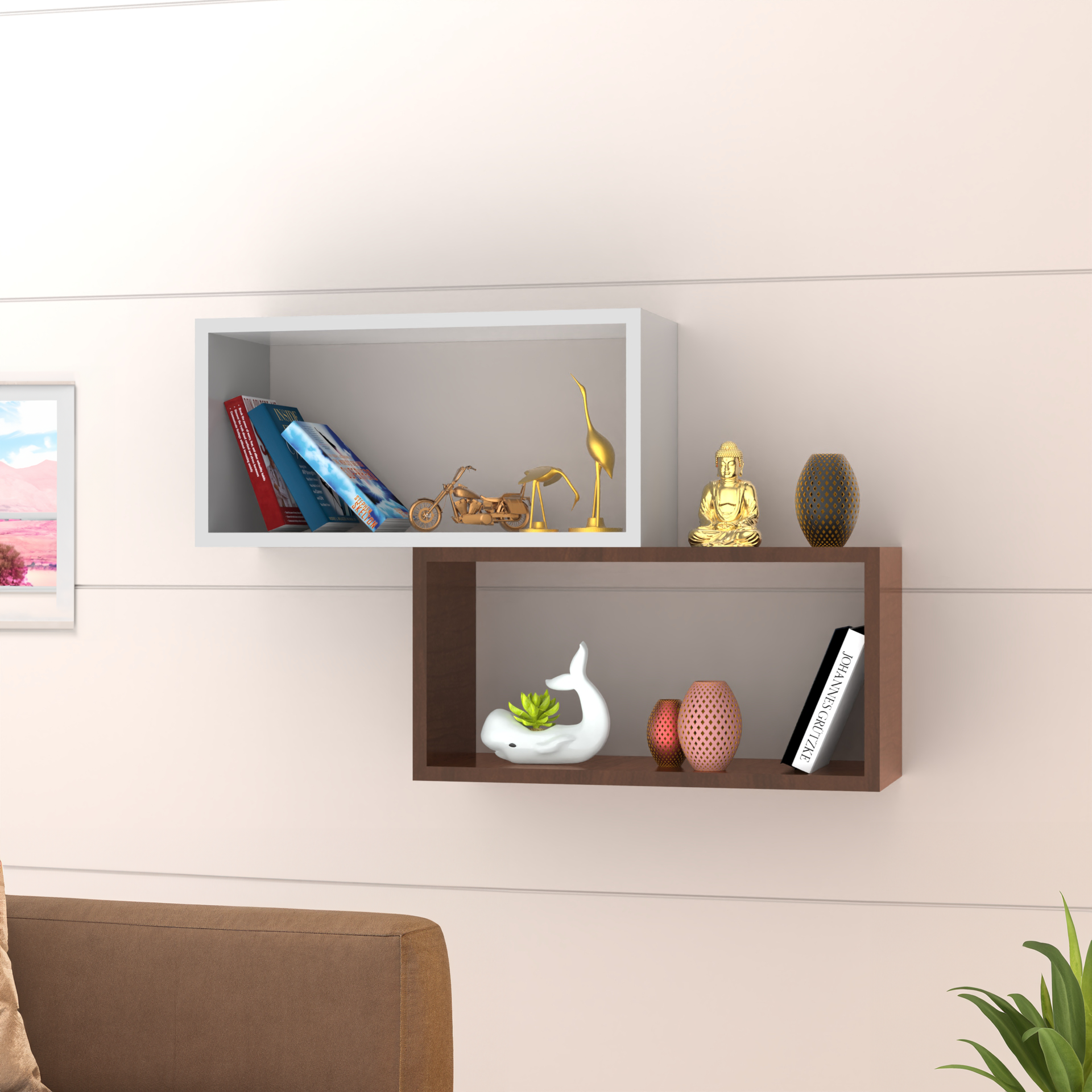 Canon Wall Shelf - Brazilian Walnut and Frosty White - Neehv Home