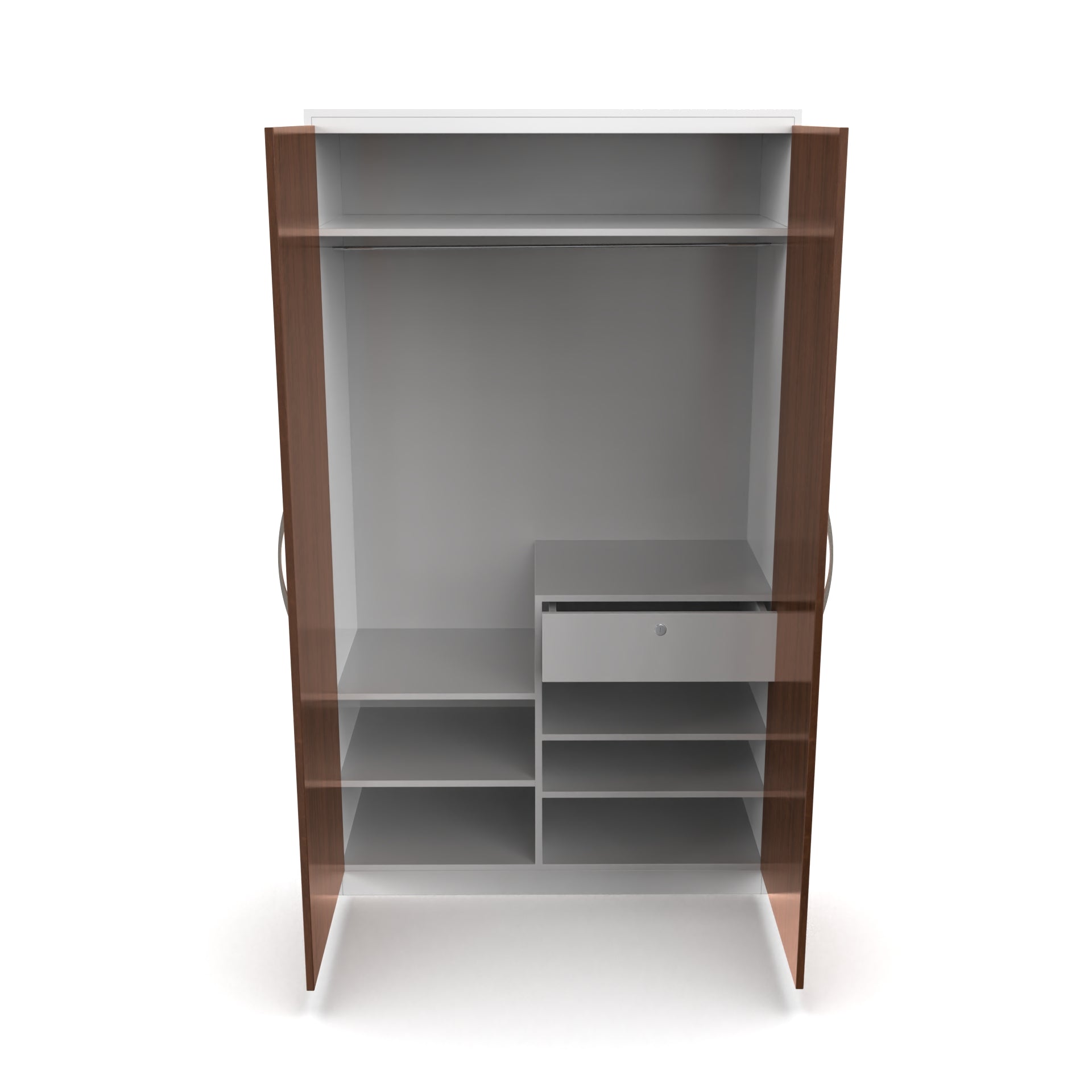 Zen 2 Door Wardrobe - Brazilian walnut and Frosty white - Neehv Home