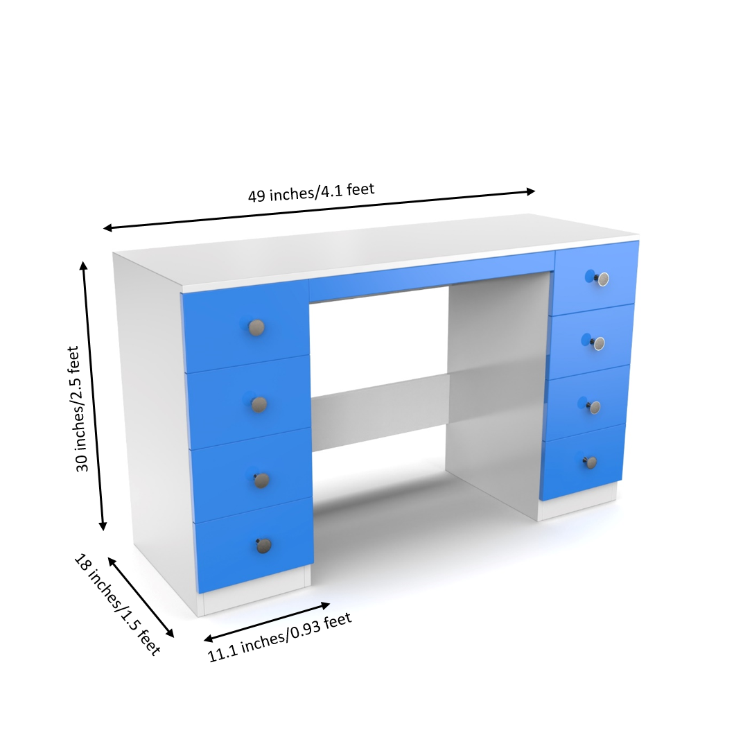 Anderson Study Table - HongKong Blue and Frosty White - Neehv Home