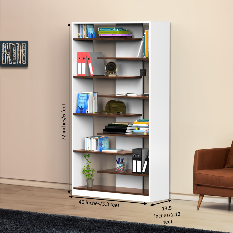 Dorian Open Bookshelf - Brazilian walnut and Frosty white - Neehv Home