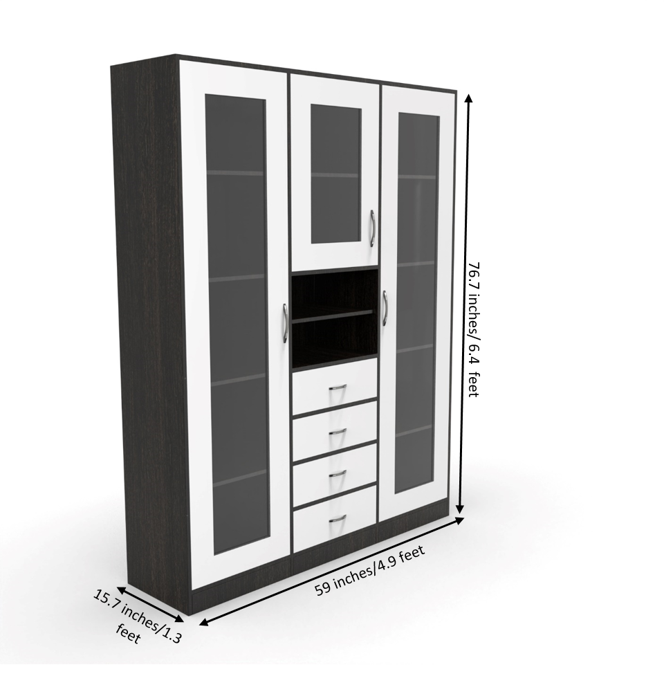 Alice Dining Room Crockery Unit - Wenge and Frosty White - Neehv Home