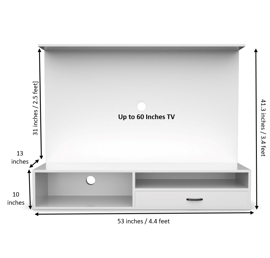 Diamond Wall-Mounted TV Unit - Frosty White - Neehv Home