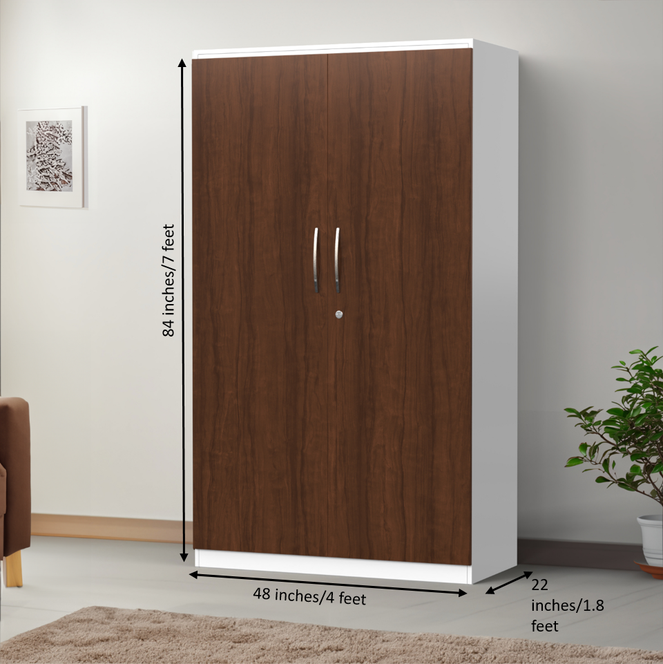 Zen 2 Door Wardrobe - Brazilian walnut and Frosty white - Neehv Home