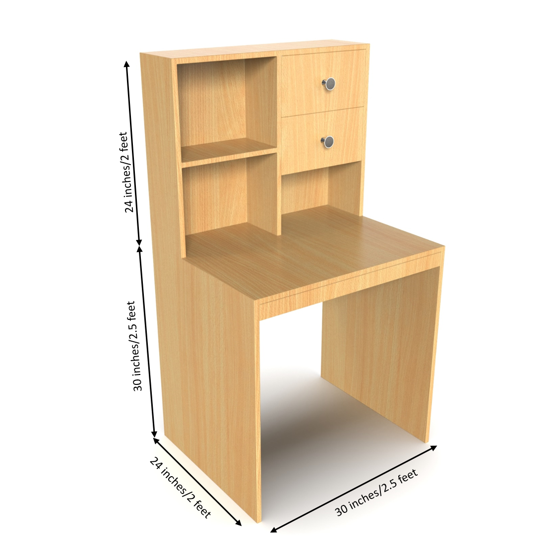 Allen Study Table with Storage - Bavarian Beech - Neehv Home