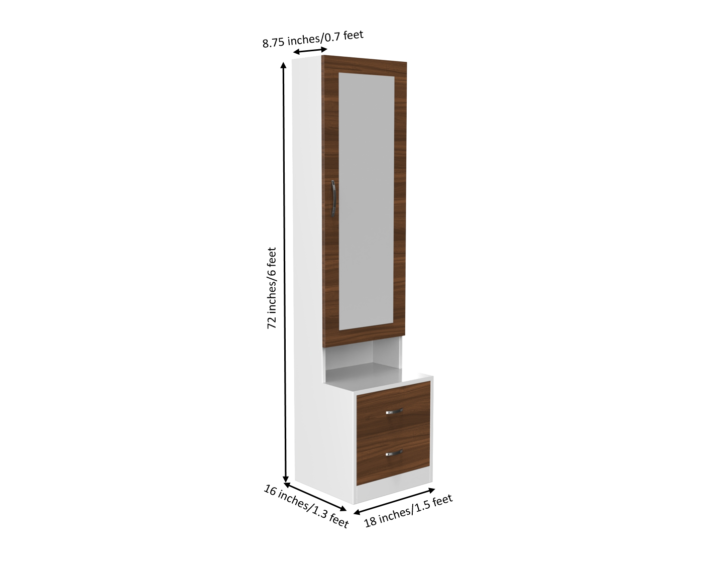 Jasmine Dressing Table With Storage - Classic Walnut and Frosty white - Neehv Home