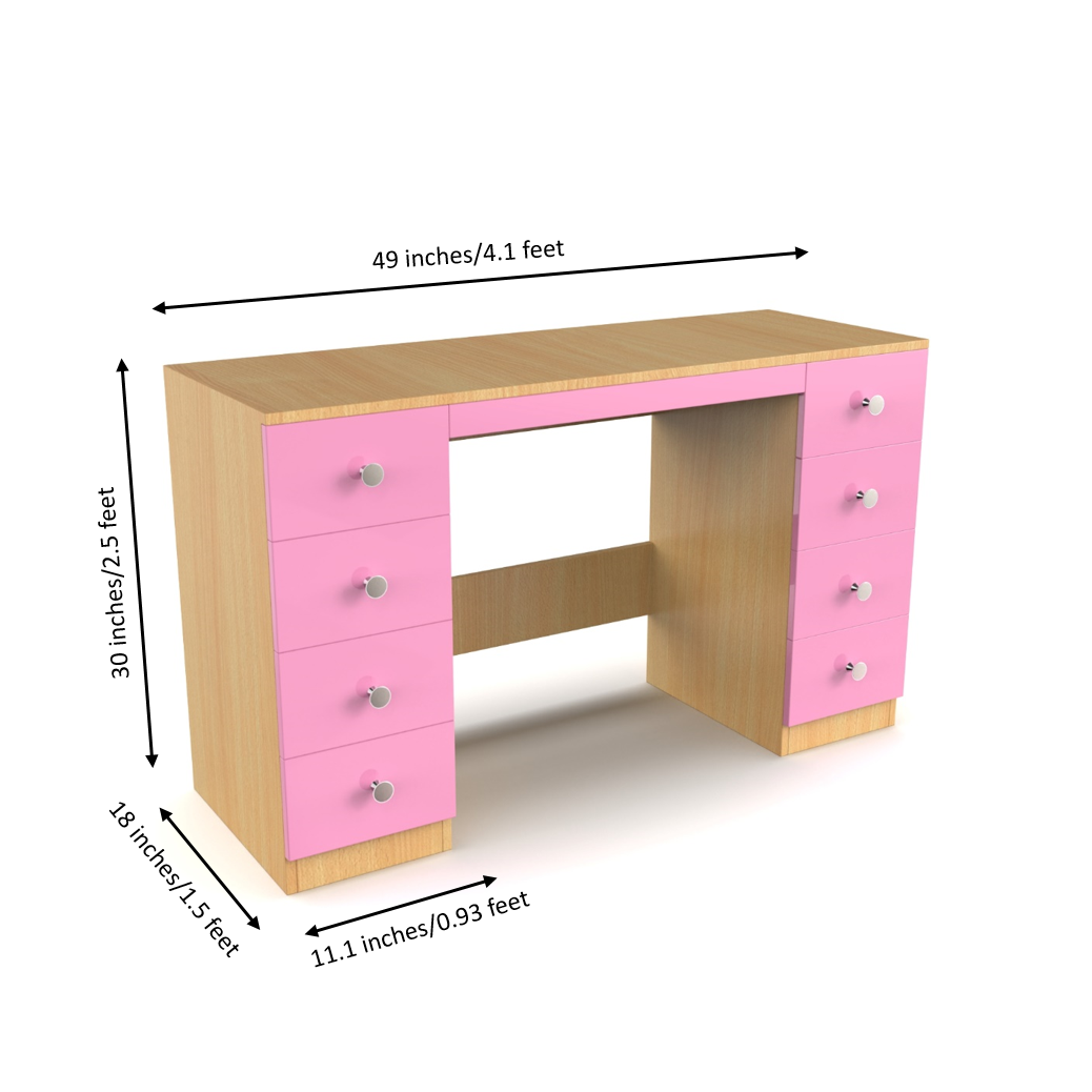 Anderson Study Table - Bavarian Beech and Hutch Pink - Neehv Home