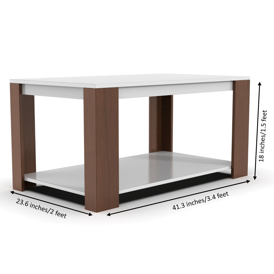 Jubilee Rectangular Center Table - Brazilian Walnut and Frosty White - Neehv Home