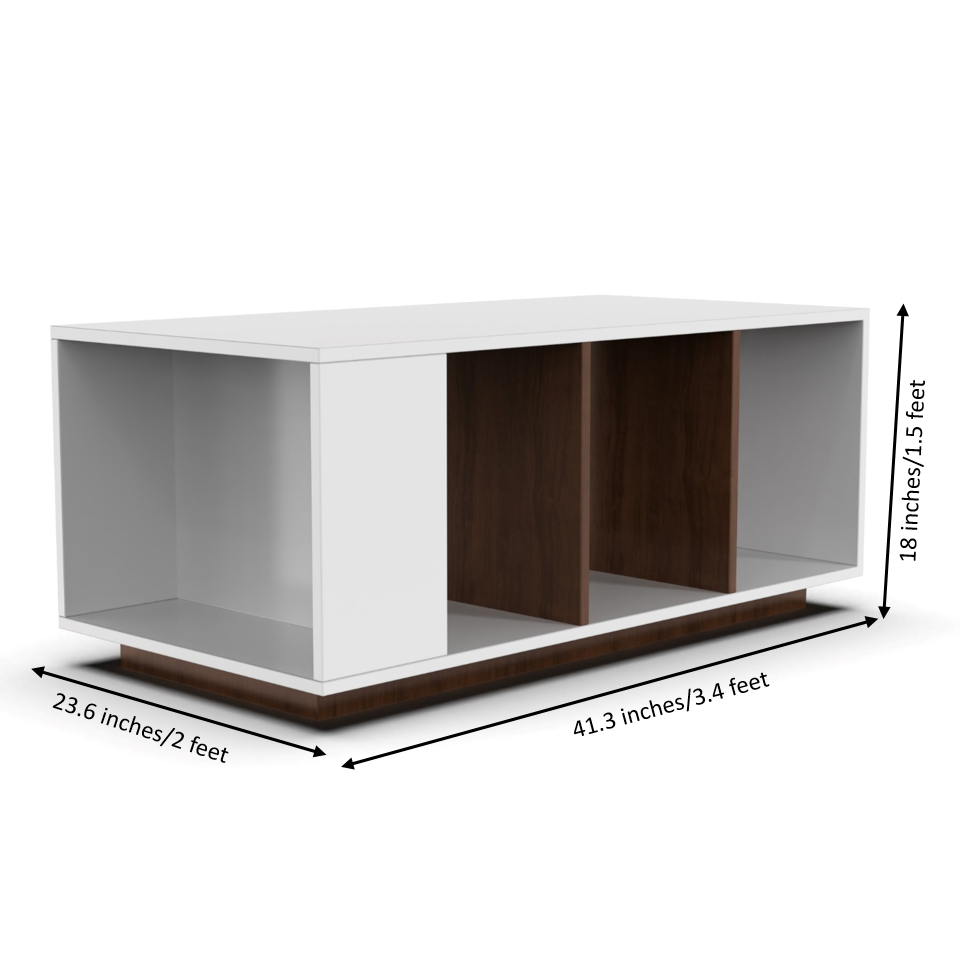 Marvel Rectangular Coffee Table with Storage - Brazillian Walnut and Frosty White - Neehv Home