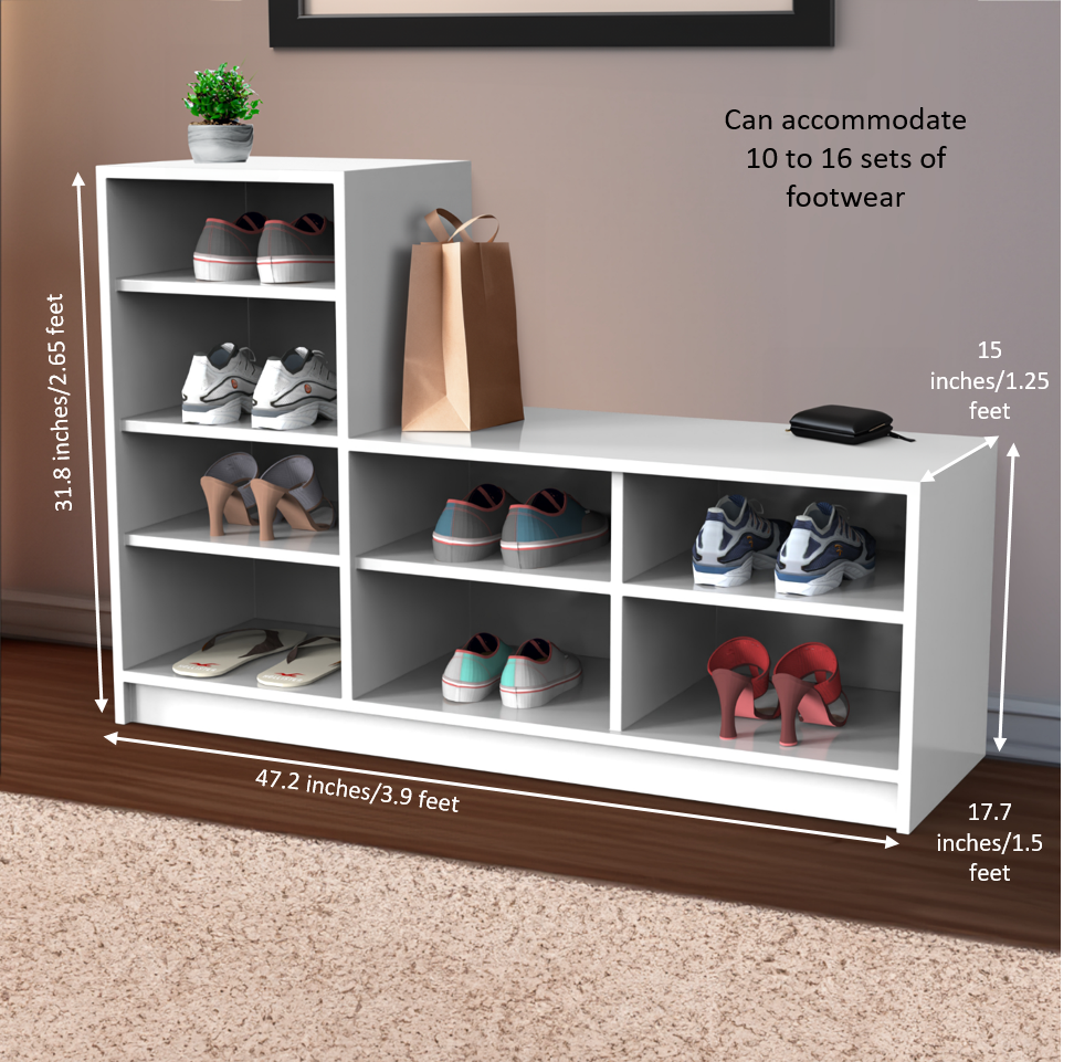 Bolt L-Shaped Shoe Rack - Frosty white | Neehv Home Furniture