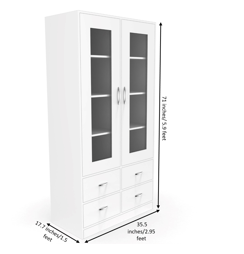 Mia Bookshelf With Door and Drawers - Frosty white - Neehv Home