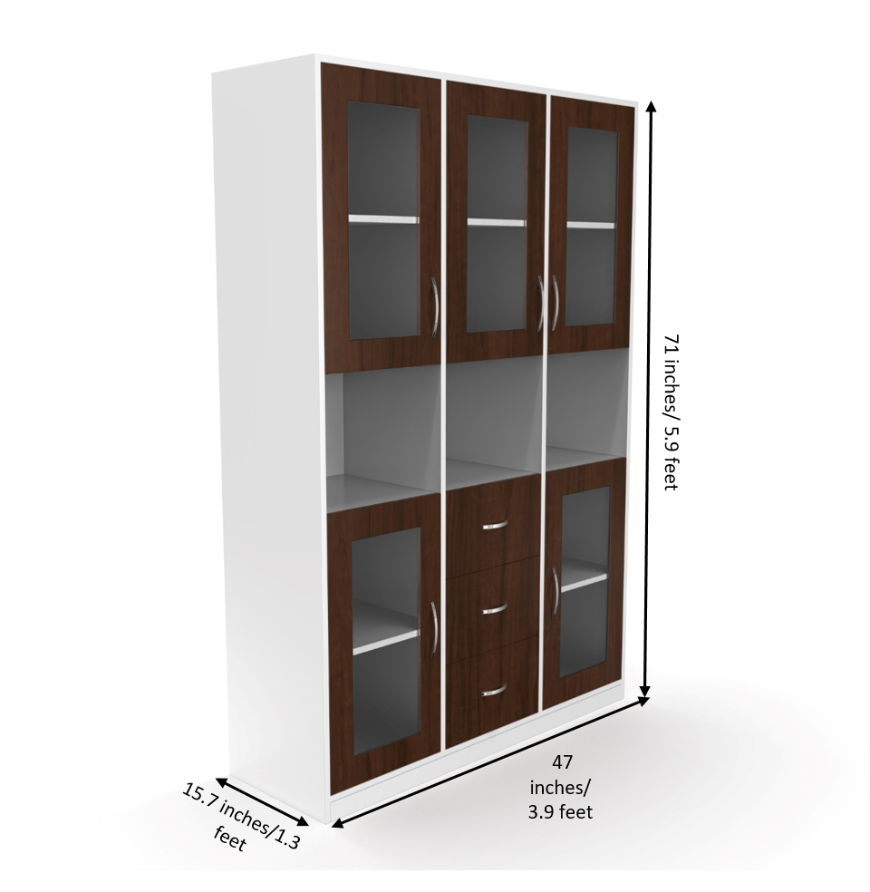 Leo Crockery Cabinet - Brazilian walnut and Frosty white - Neehv Home