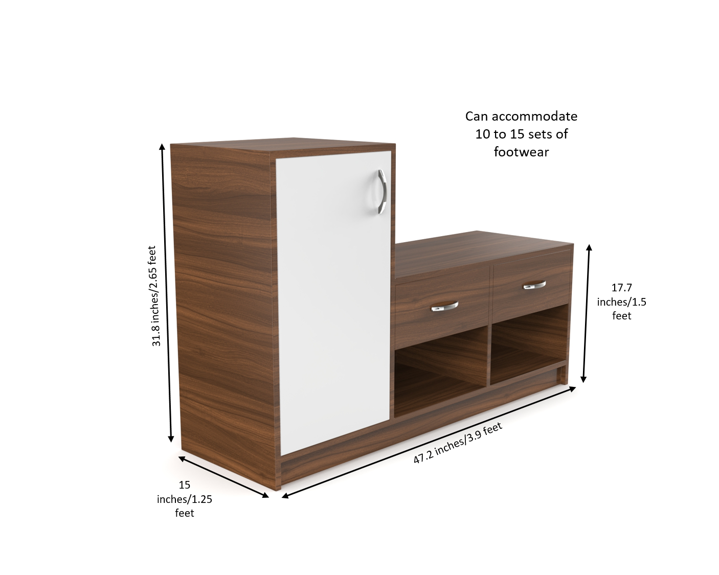 Leap Shoe Cabinet with Drawers - Classic Walnut and Frosty white - Neehv Home