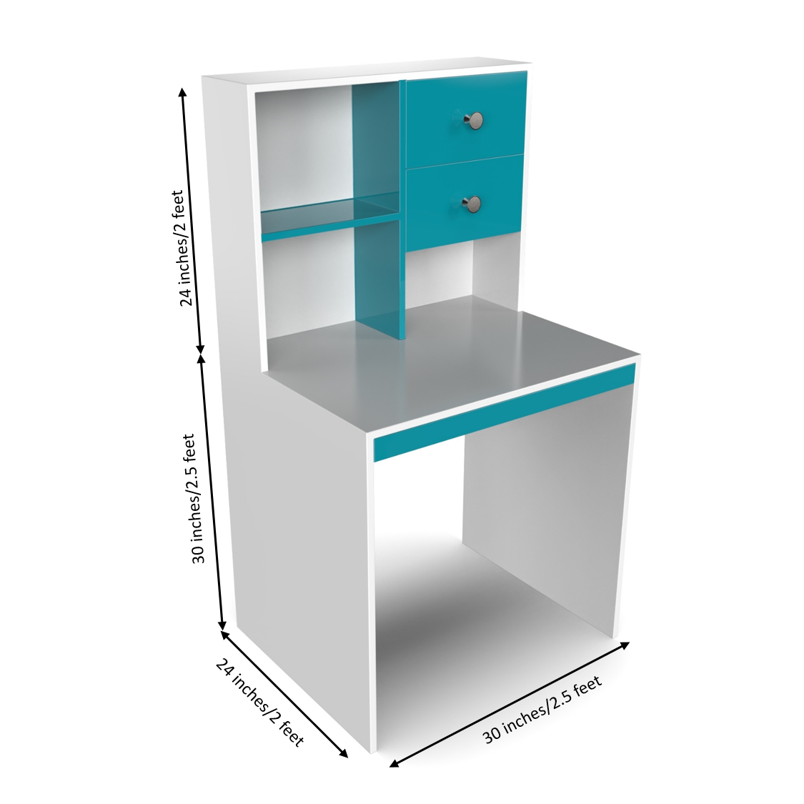 Allen StudyTable with Storage - Caribe and Frosty White - Neehv Home