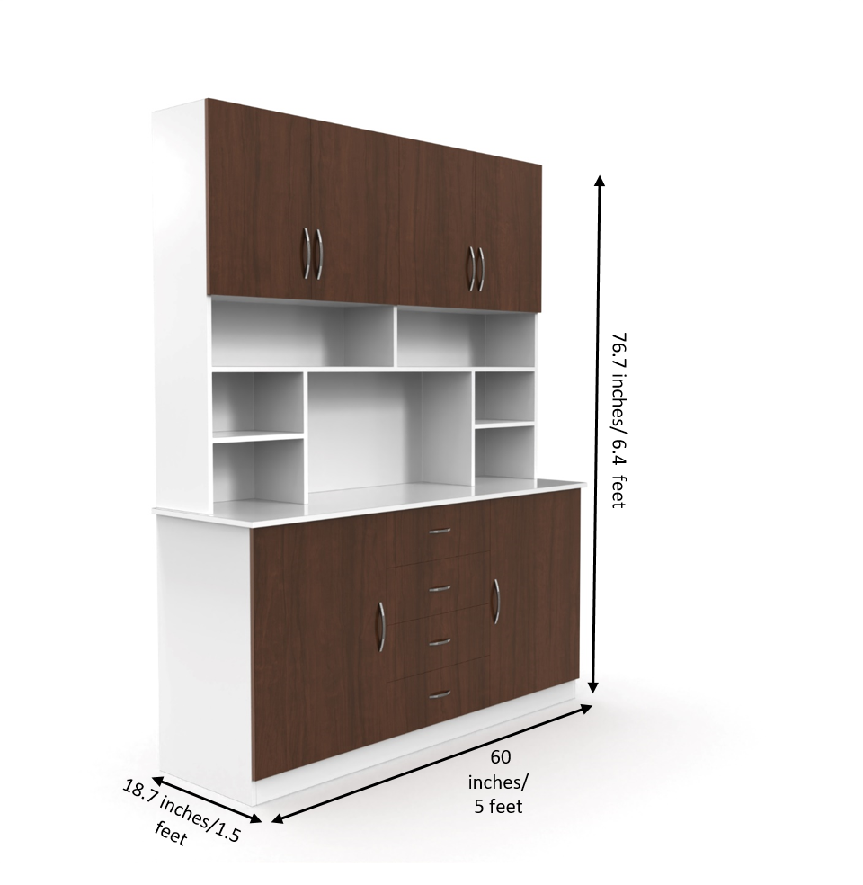 Liam Kitchen Crockery Cabinet - Brazilian walnut and Frosty white - Neehv Home