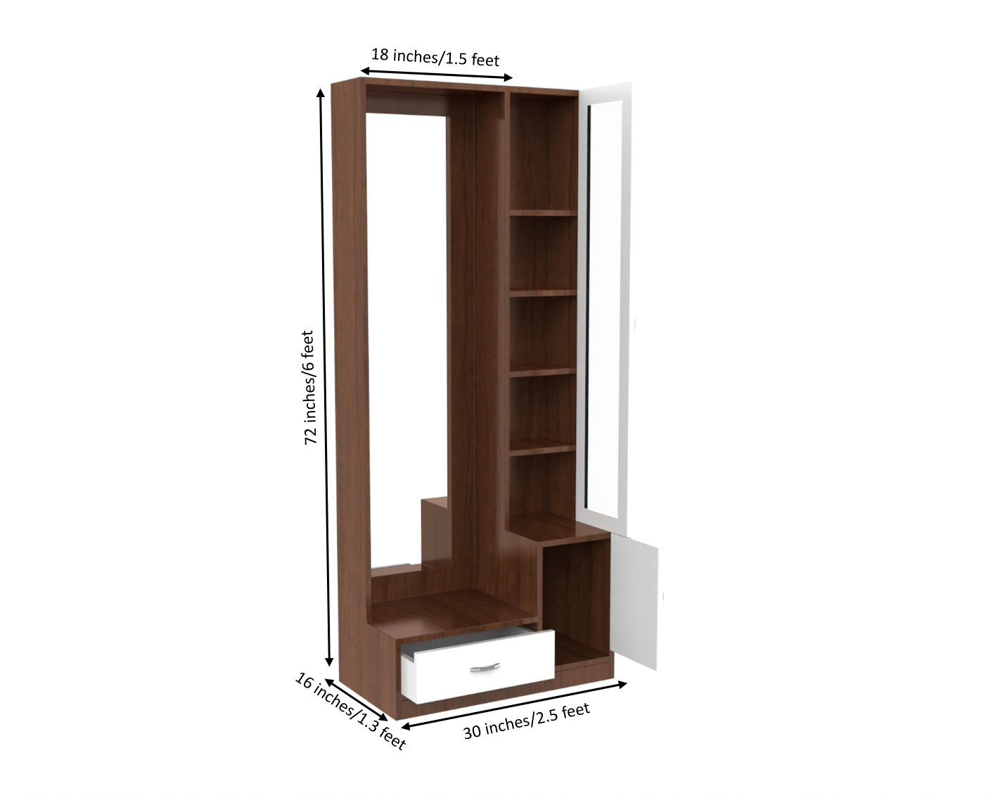 Daffodil Wooden Dressing Table - Brazilian walnut and Frosty white - Neehv Home