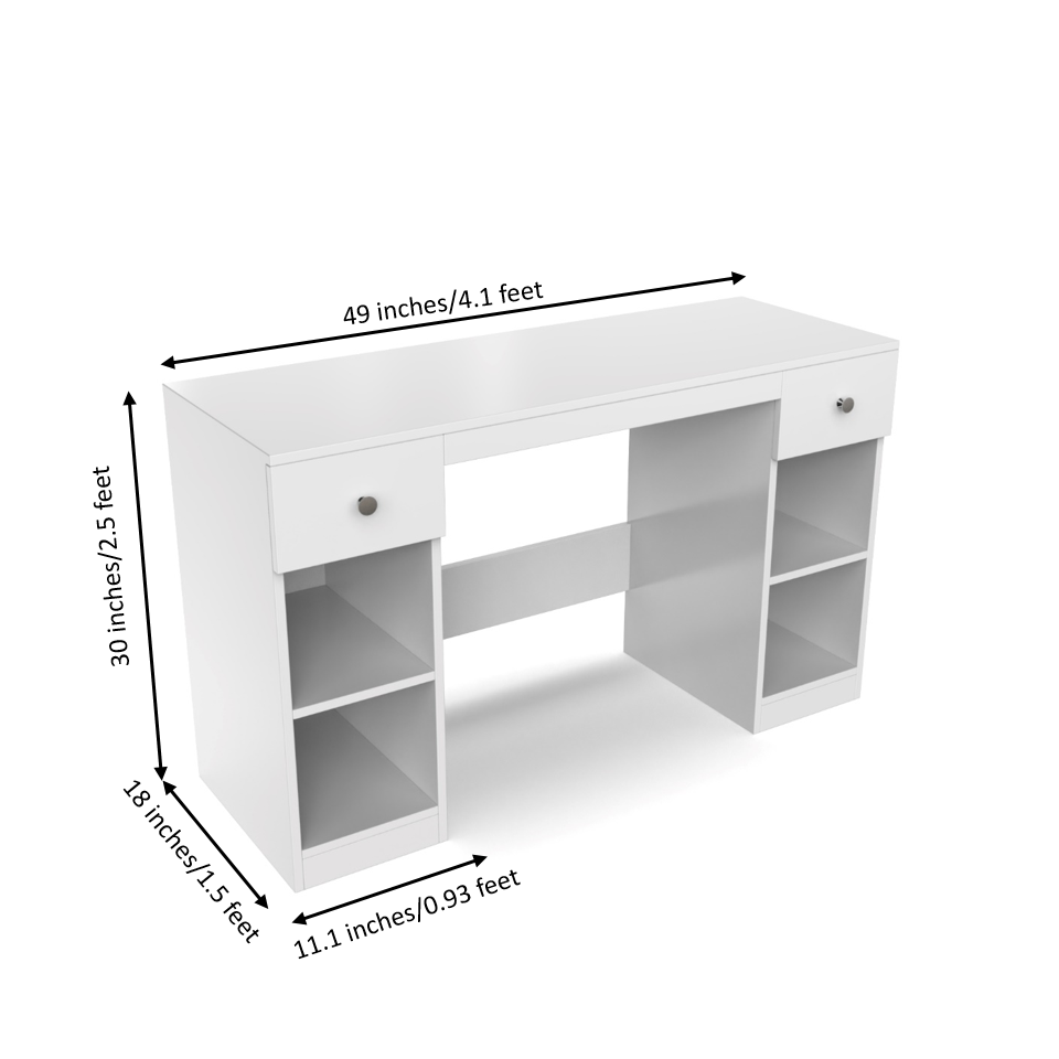 Fortuna Study Table - Frosty White - Neehv Home