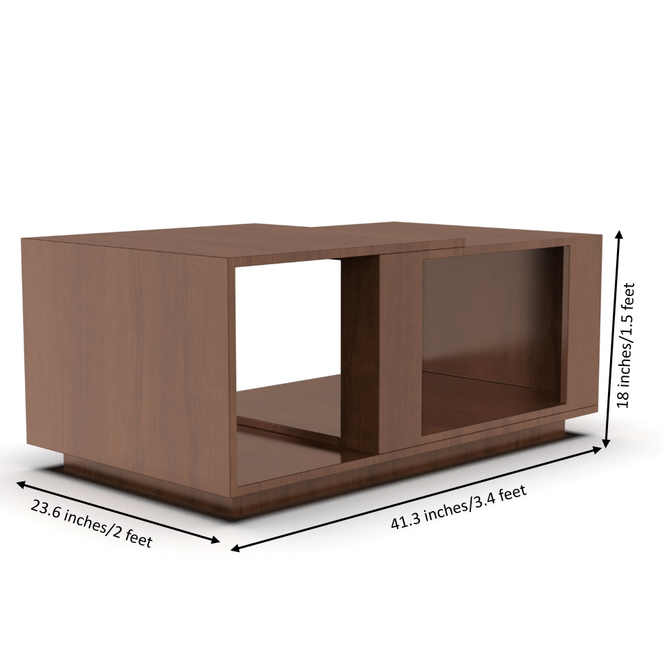 Iris Coffee Table with Open Storage - Brazilian Walnut - Neehv Home