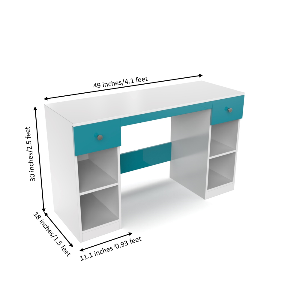 Fortuna Study Table - Caribe and Frosty White - Neehv Home