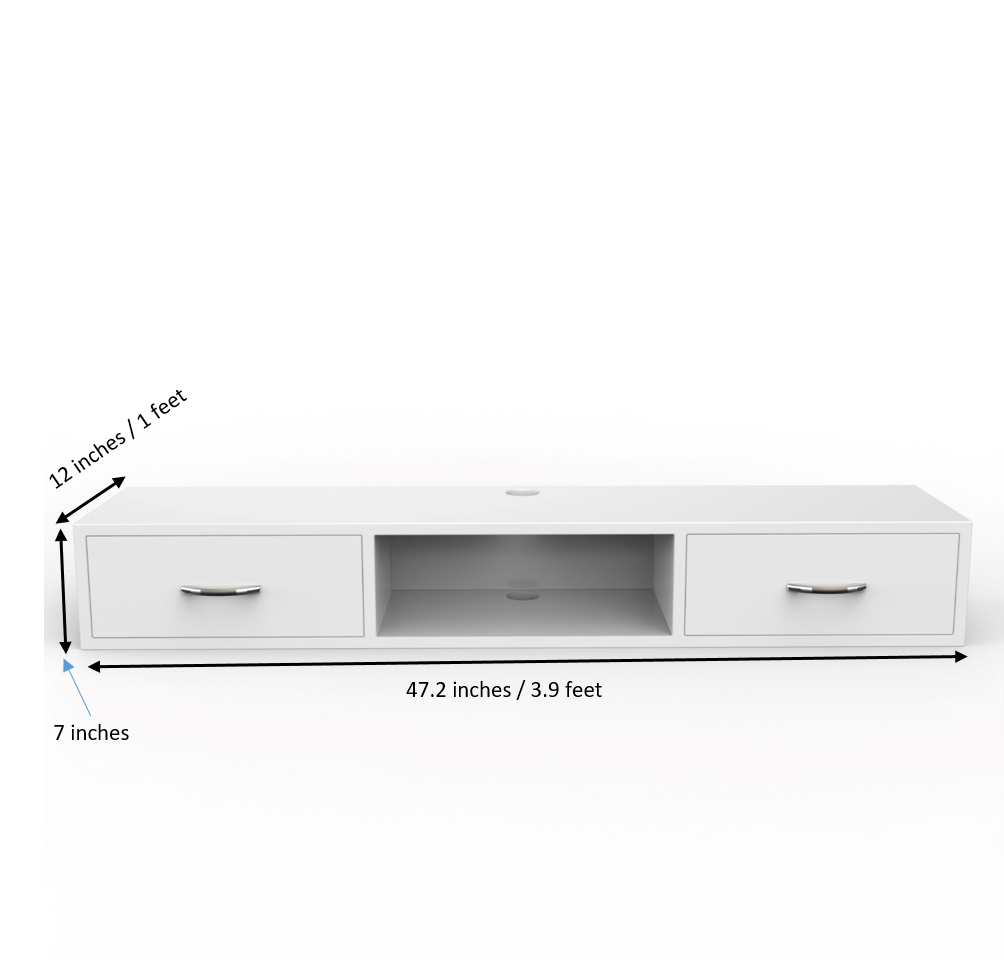 Jade TV Unit Wall-Mounted - Frosty White - Neehv Home