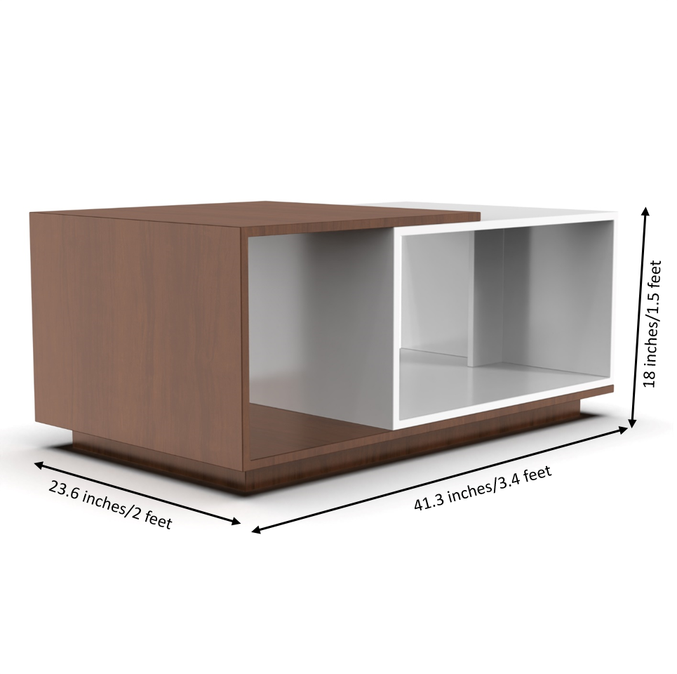 Euphoria Center Table with Open Storage - Brazilian Walnut and Frosty White - Neehv Home