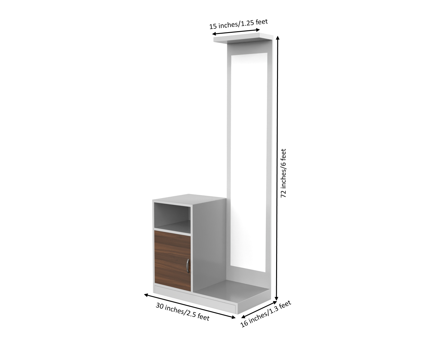 Primrose Dressing Table With Storage Cabinet - Classic Walnut and Frosty white - Neehv Home