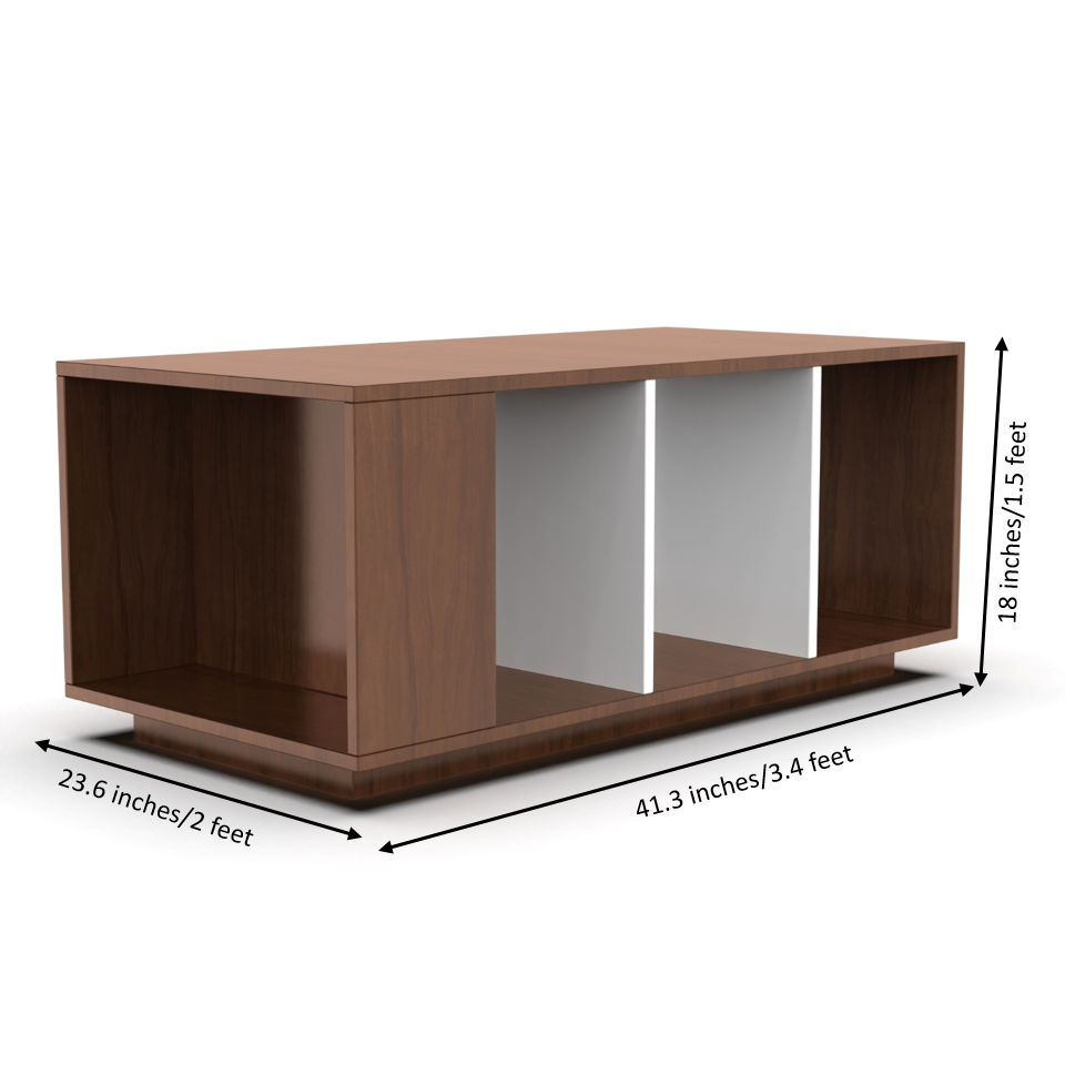 Marvel Rectangular Coffee Table with Storage - Brazilian Walnut and Frosty White - Neehv Home