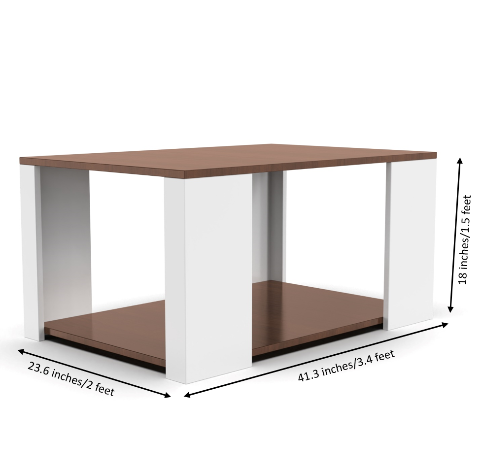 Rapture Center Table - Brazilian Walnut and Frosty White - Neehv Home